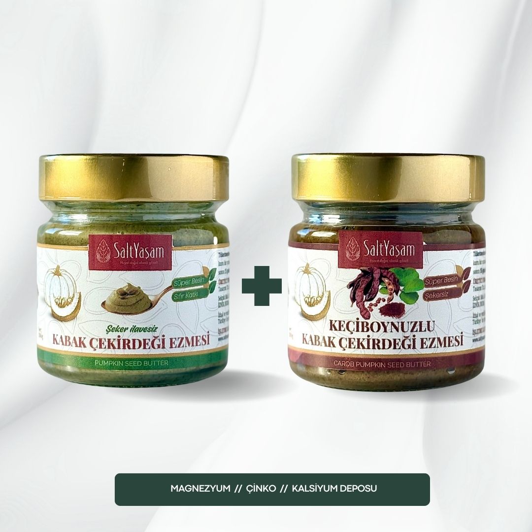 Şekersiz %100 Kabak Çekirdeği Ezmesi 200gr + Keçiboynuzlu Set