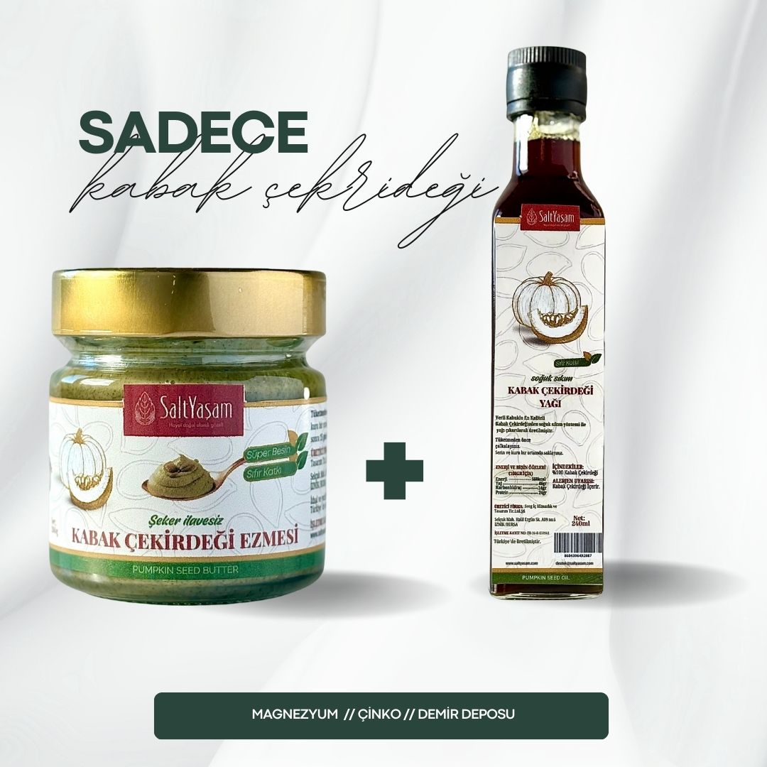 Şekersiz %100 Kabak Çekirdeği Ezmesi 200gr + Kabak Çekirdeği Yağı 240ml