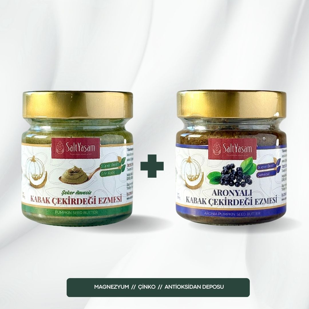 Şekersiz %100 Kabak Çekirdeği Ezmesi 200gr + Aronyalı Set