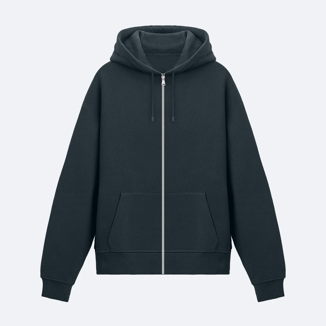 Füme Basic Unisex Fermuarlı Hoodie