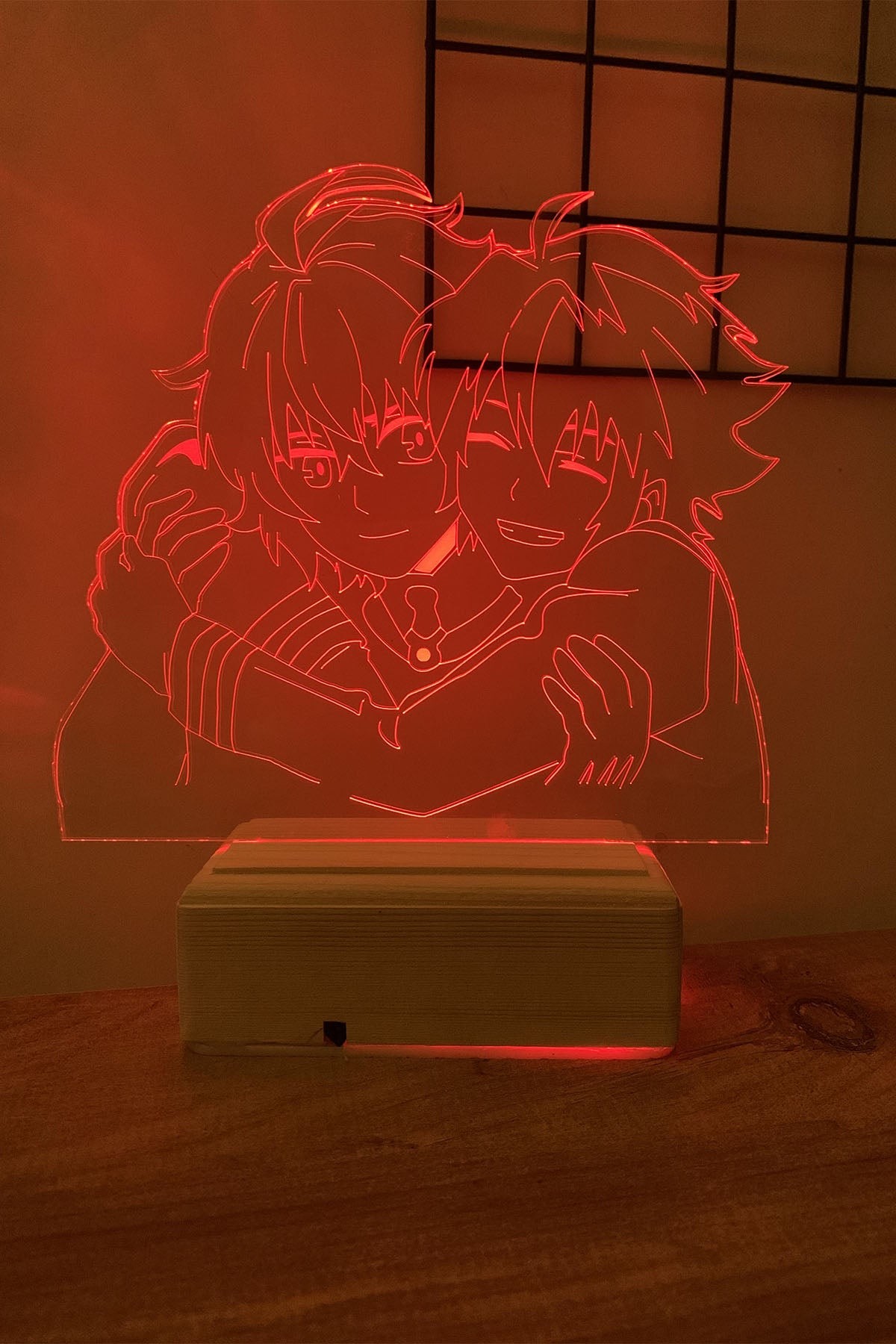 Seraph of the End Mikaela Hyakuya ve Yūichirō Hyakuya 16Renk Gece Lambası