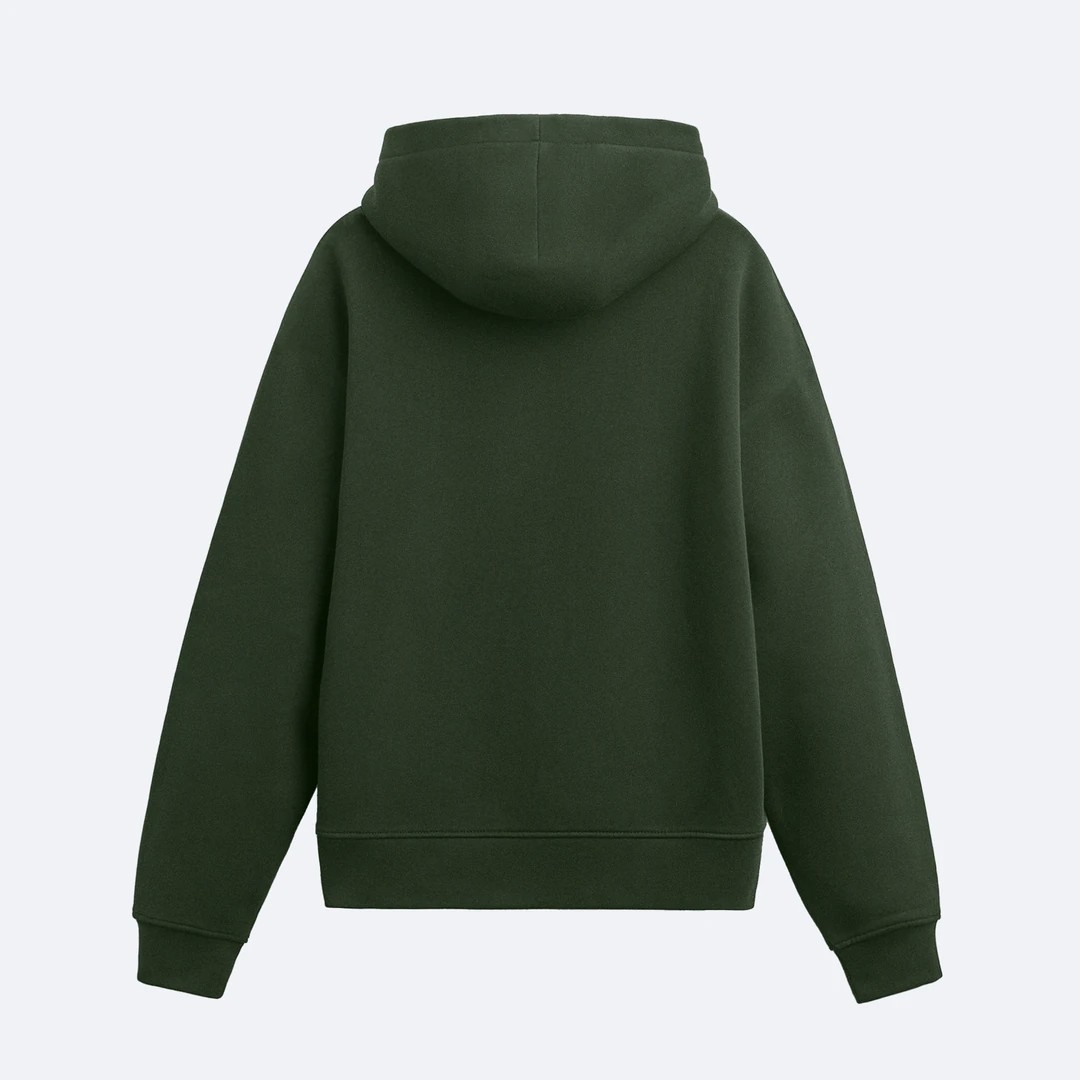 Haki Basic Unisex Fermuarlı Hoodie