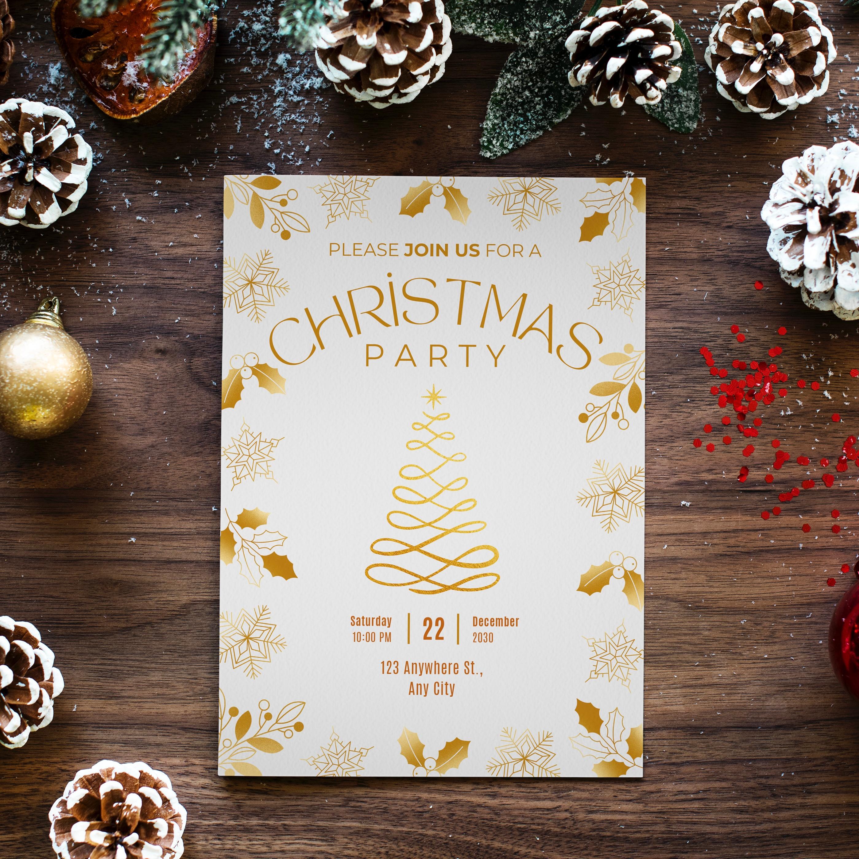 Editable Christmas Party Invitation - Canva Template Instant Download