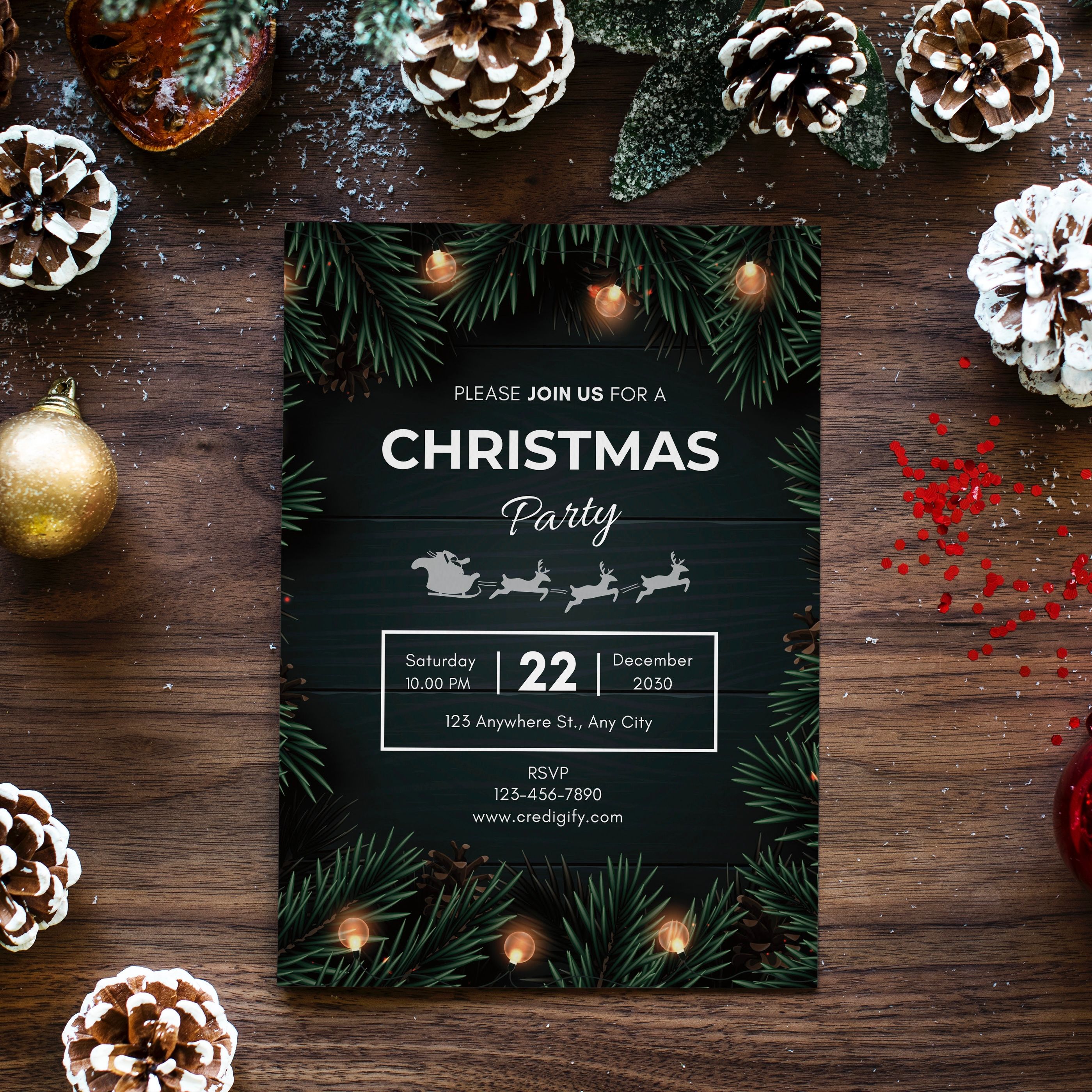 Christmas Party Invitation, Christmas Party Invite, Christmas Party Printable, Holiday Party Invitation, 