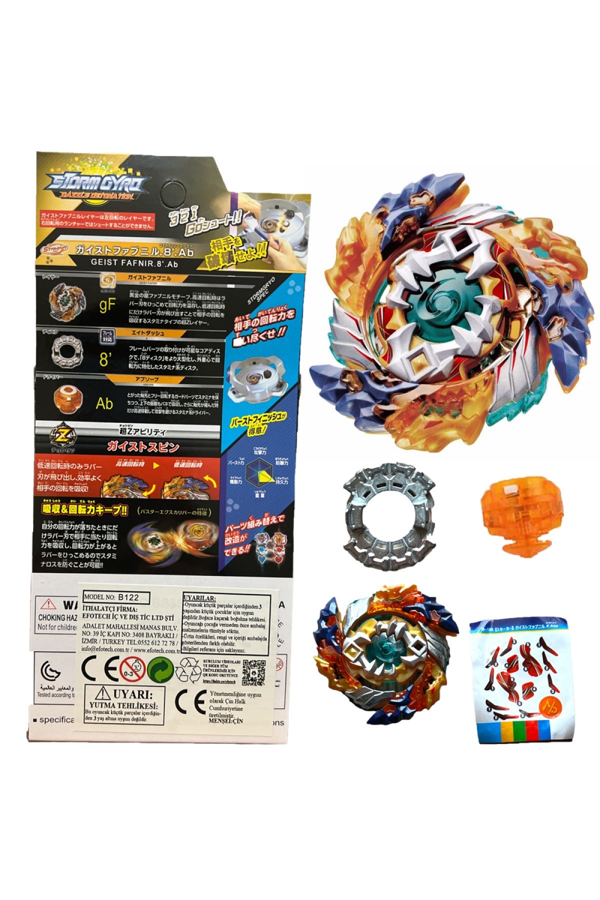 FLAME BURST B-122 Geist Fafnir 8 Absorb BEYBLADE FIRLATICILI B1221582TS