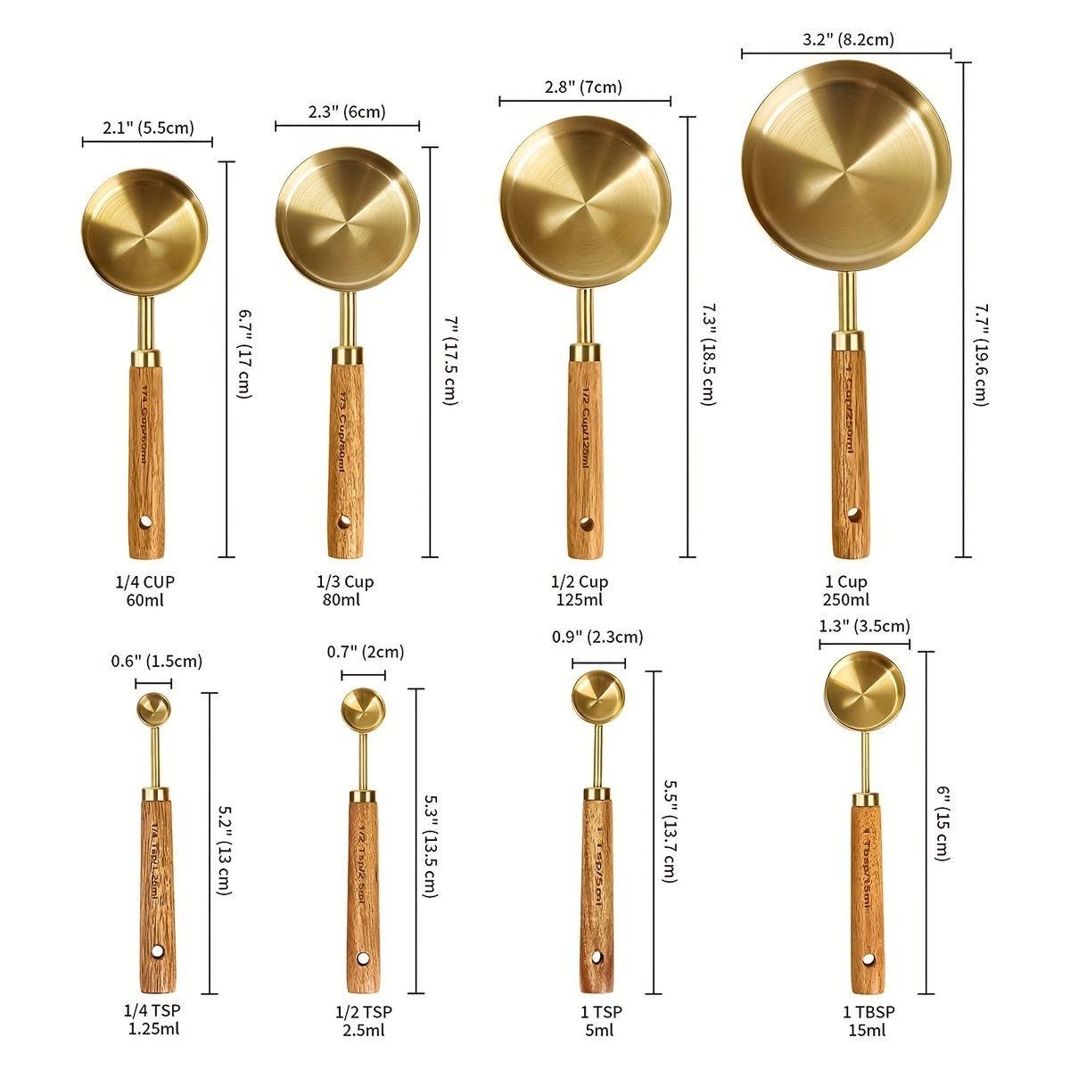 AHŞAP SAPLI GOLD ÖLÇÜ KAŞIĞI SETİ 8'Lİ