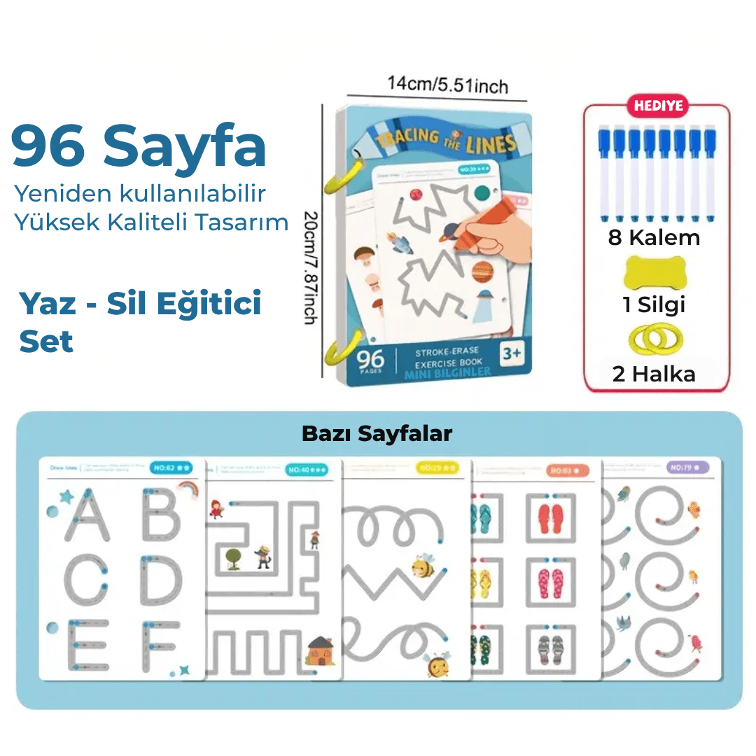Çocuklar İçin Yeniden Kullanılabilir El Yazısı Geliştirme Seti