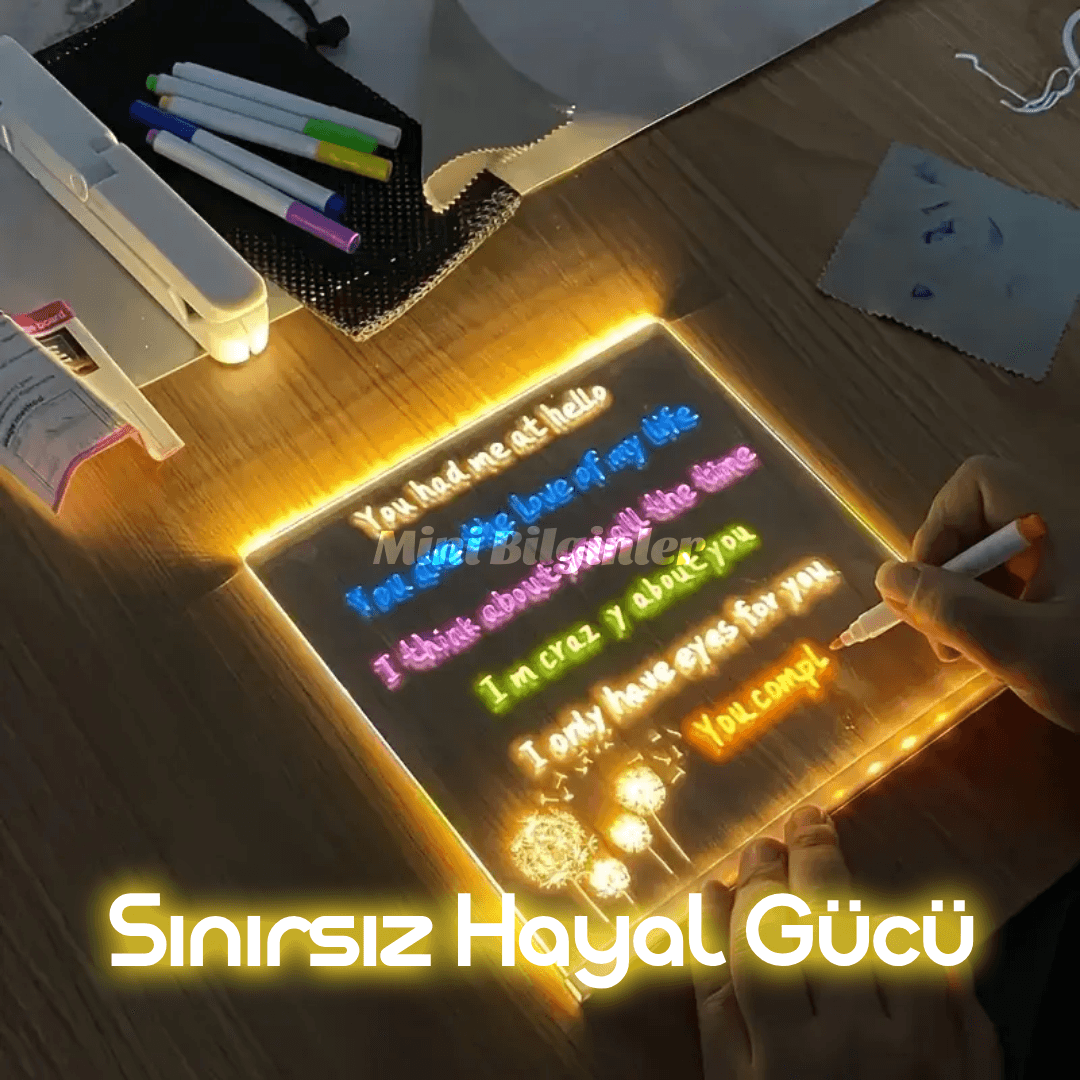 Led Işıklı Yazı Tahtası​ 12 Renkli Kalem