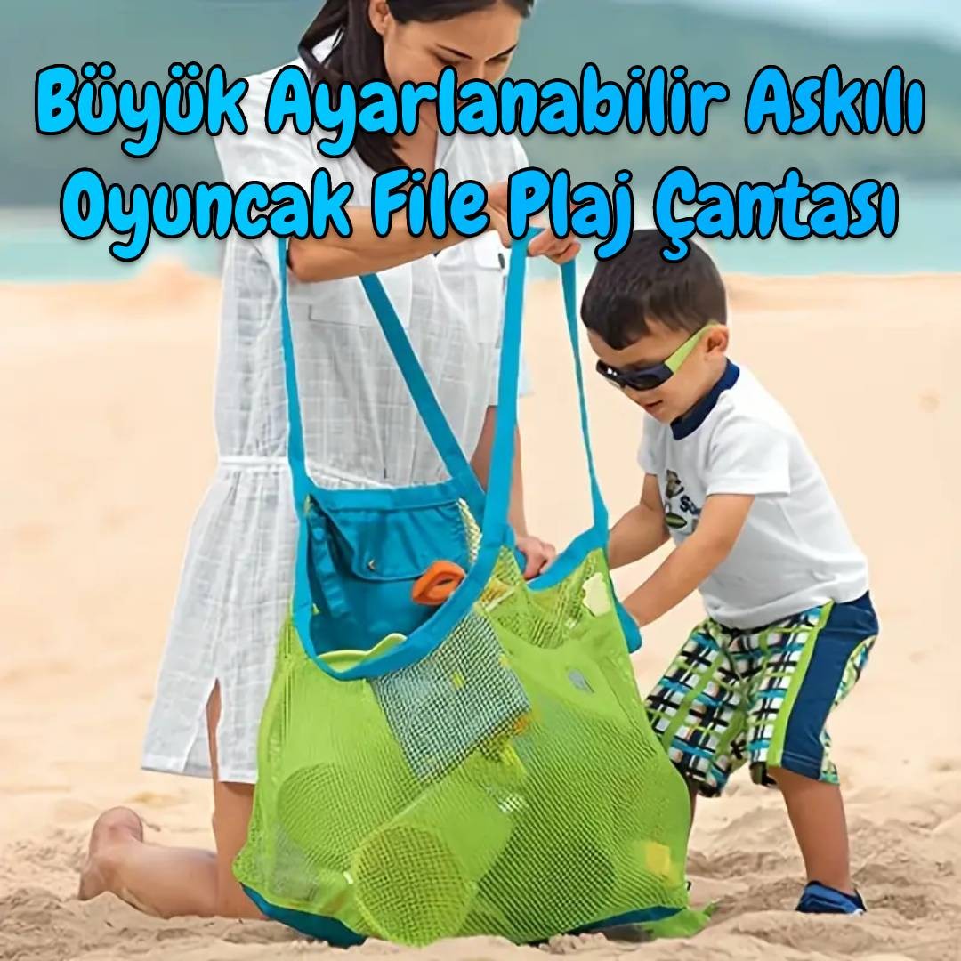 Büyük Ayarlanabilir Askılı Oyuncak File Plaj Çantası
