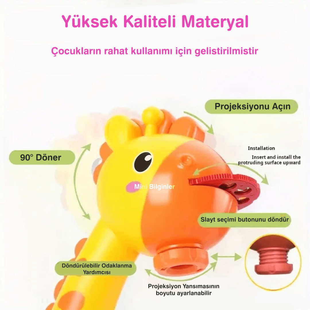 Projeksiyonlu Çizim ve Boyama Masası Seti – 12 Fırça, Slaytlı Eğitici Oyuncak