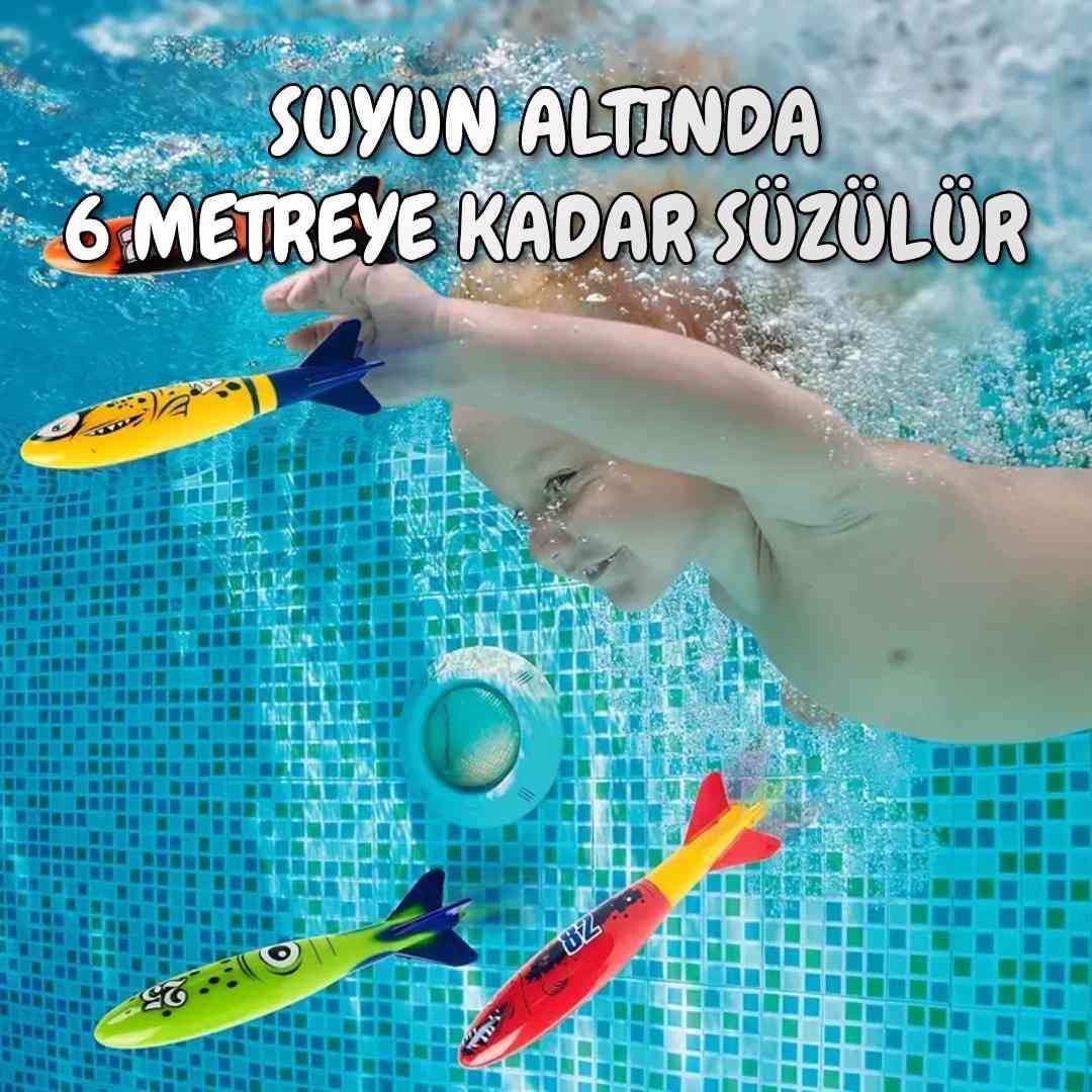 Fırlatmalı Füze Suya Dalış Plaj Oyuncağı - 8 Adet