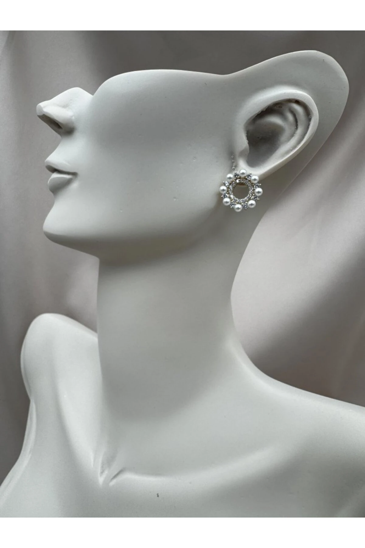 Gold Plated Tarnish-Resistant Steel Pearl and Stone Detailed Women's Earrings