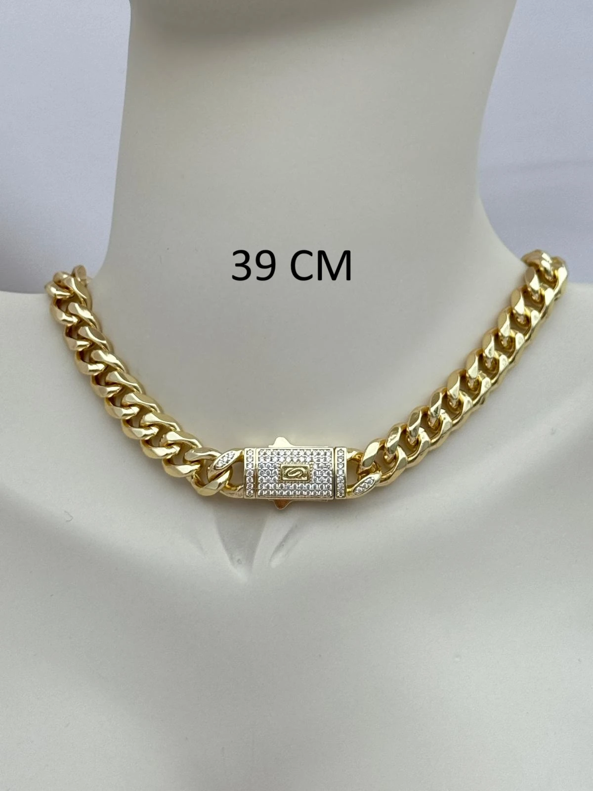 Gold Renk 39CM Kararmaz Çelik Kalın Gurmet Zincir Kolye - 39 cm