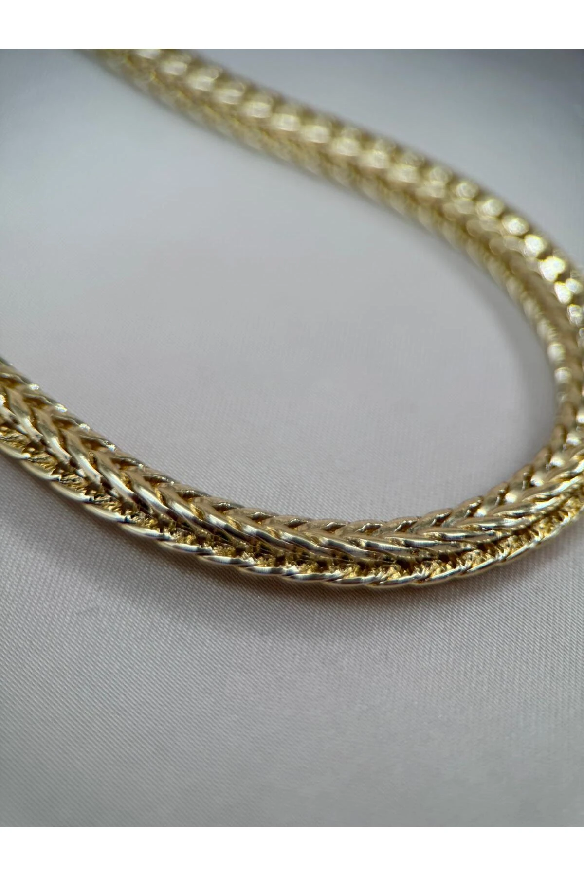 Gold Renk Örgü Zincir 55CM Çelik Kolye