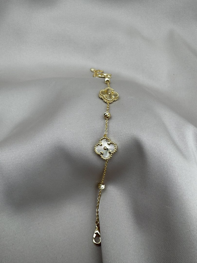 VIP Yonca Detaylı Ayarlanabilir Gold Bileklik