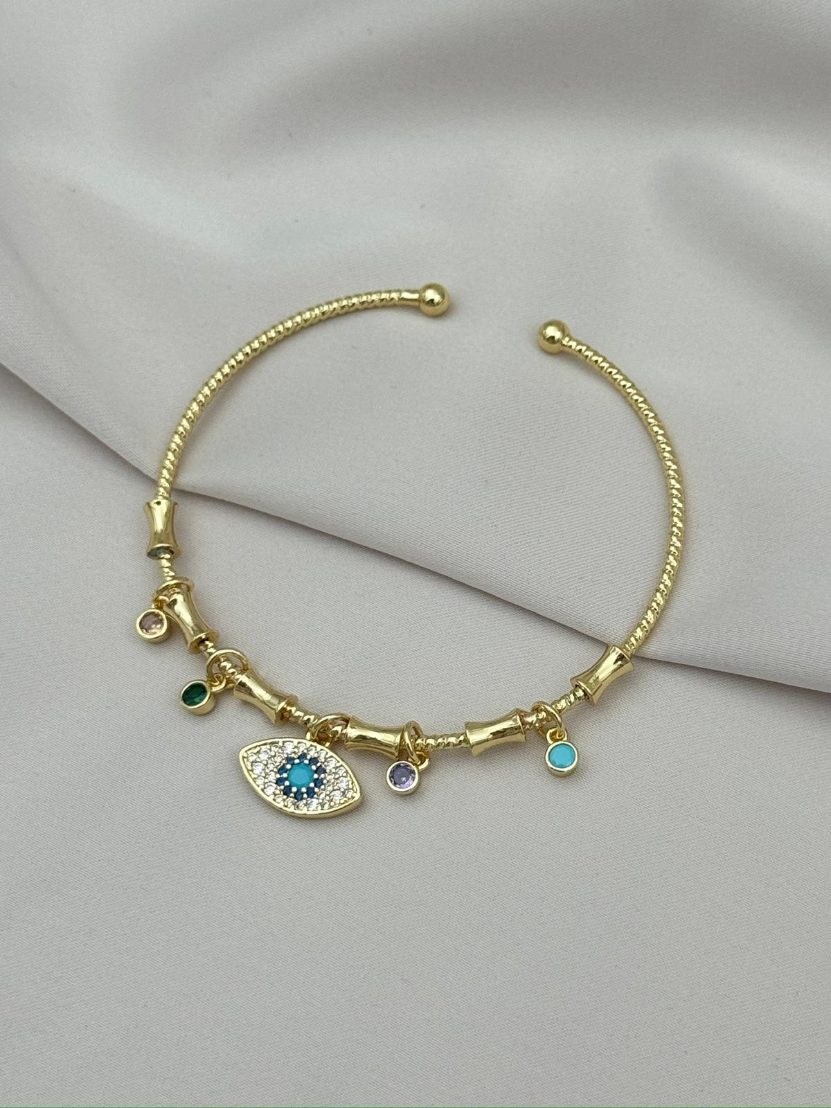 Renkli Taşlı Nazar Göz Ayarlanabilir VIP Charm Bileklik