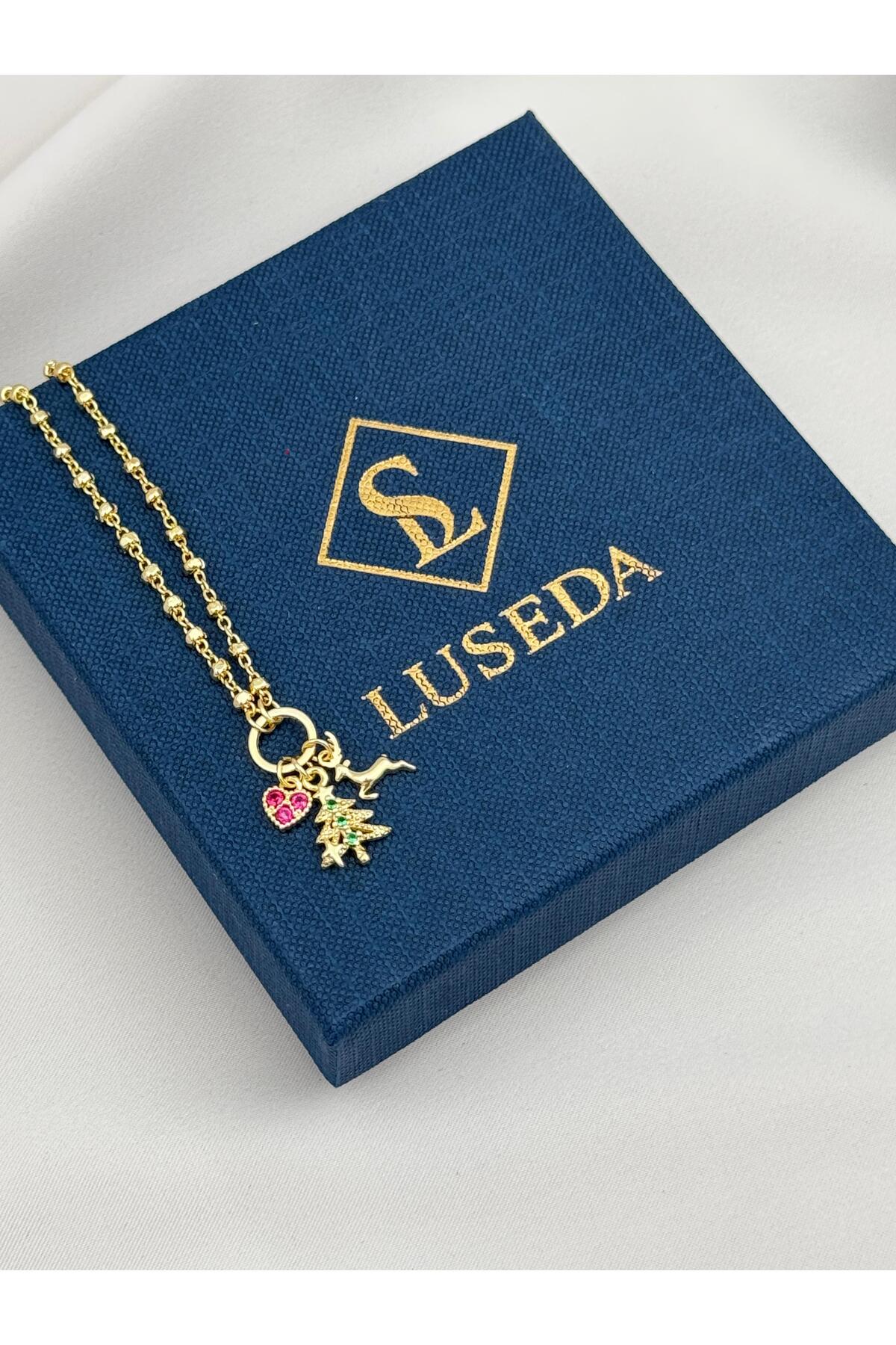 VIP Yılbaşı Figürlü Charm 16+4 cm Ayarlanabilir Gold Bileklik