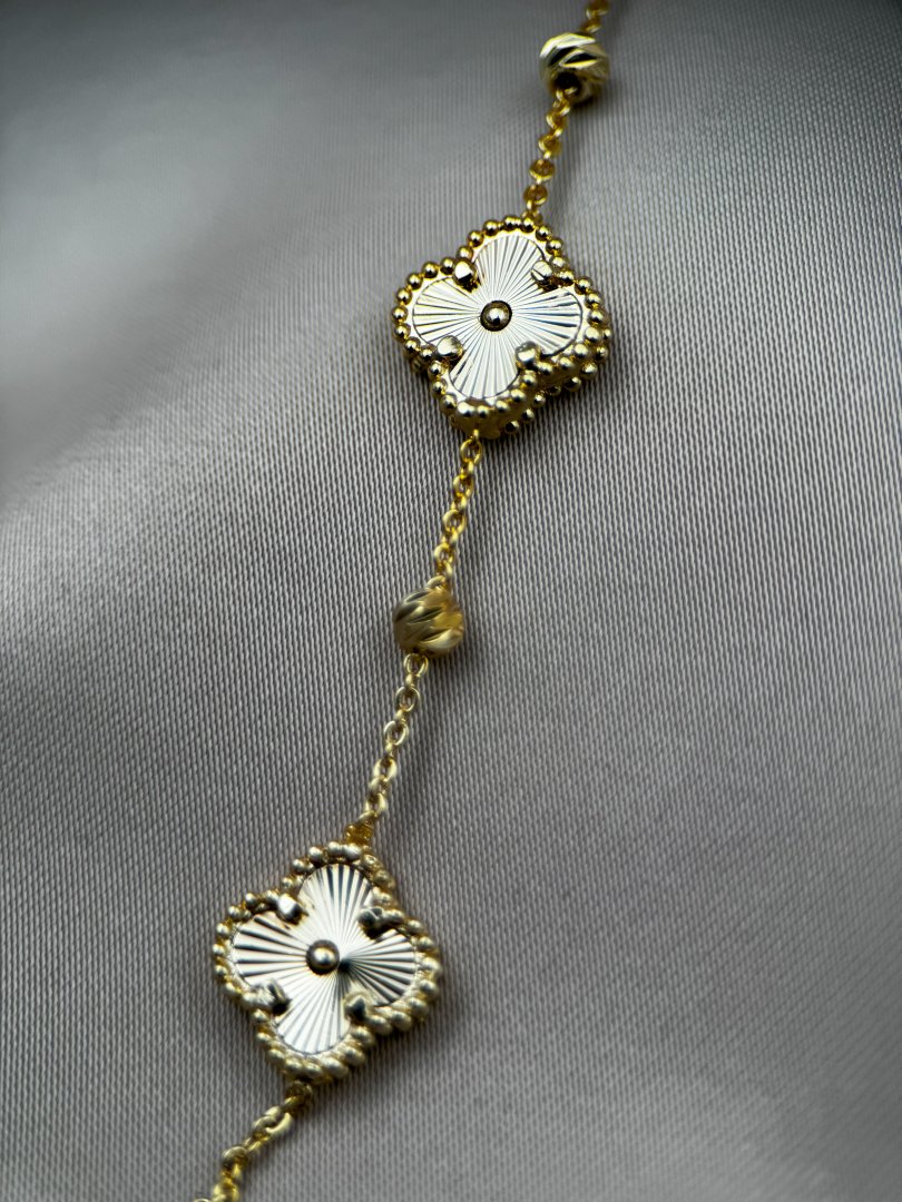 VIP Yonca Detaylı Ayarlanabilir Gold Bileklik