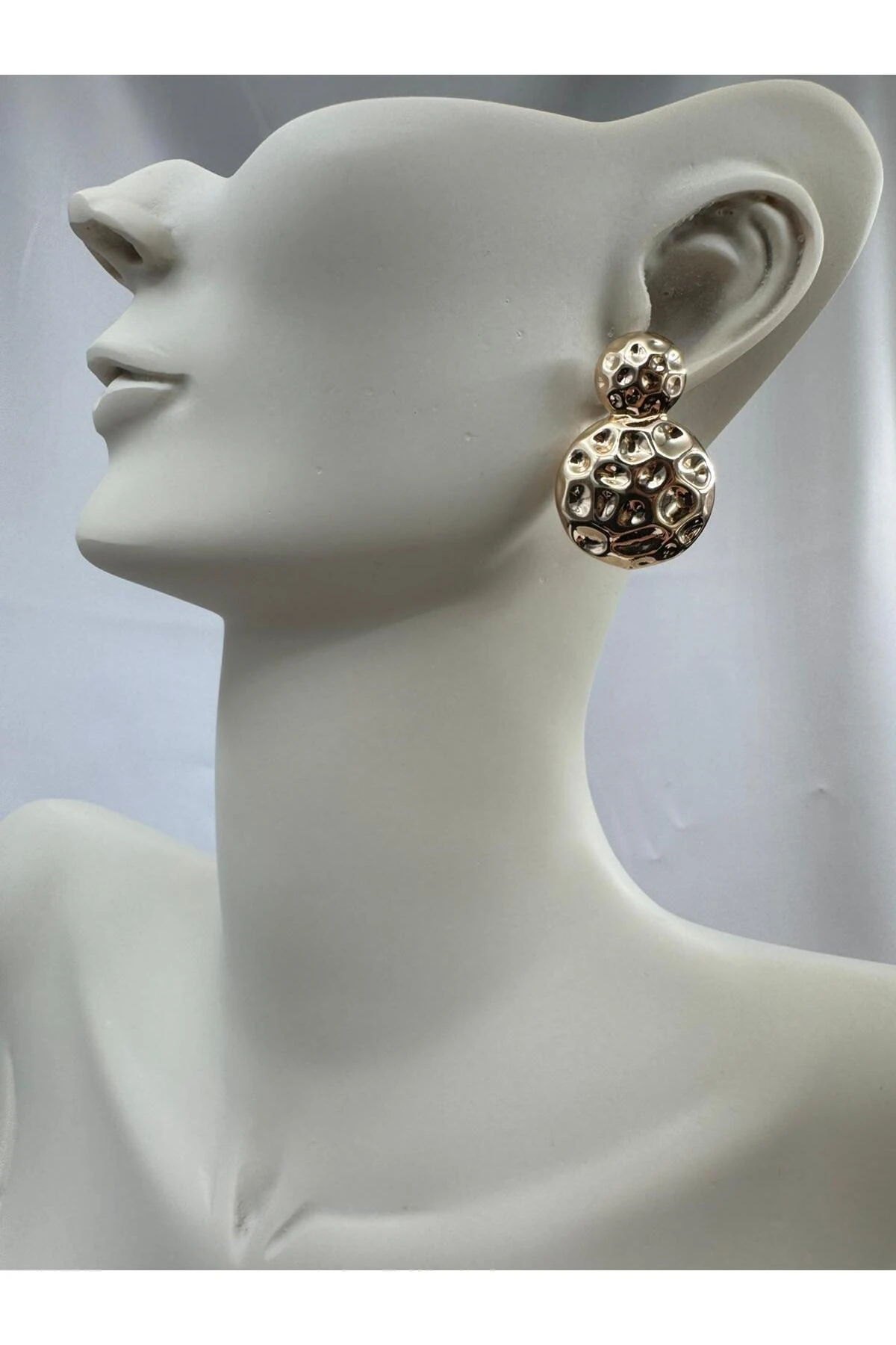 Dokulu Rose Gold VIP Yuvarlak Küpe