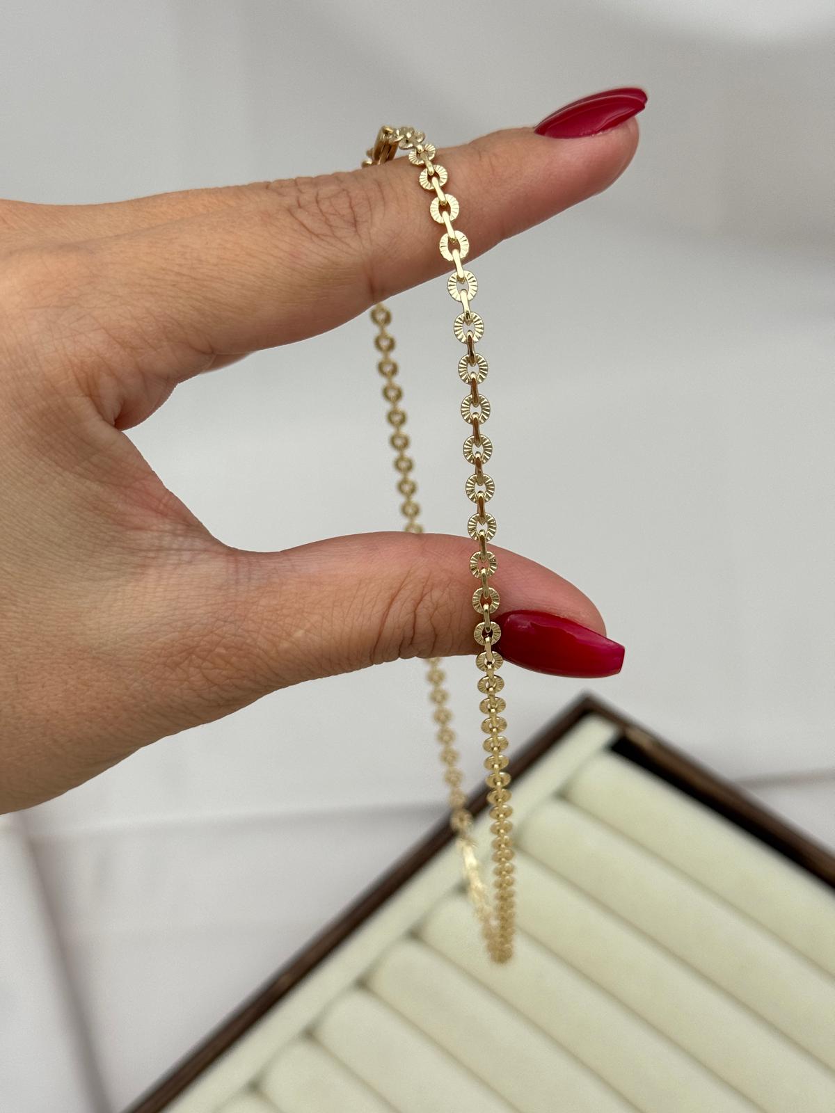 Xuping Gold Renk 45 cm Lazer Kesim Disk Zincir Kolye