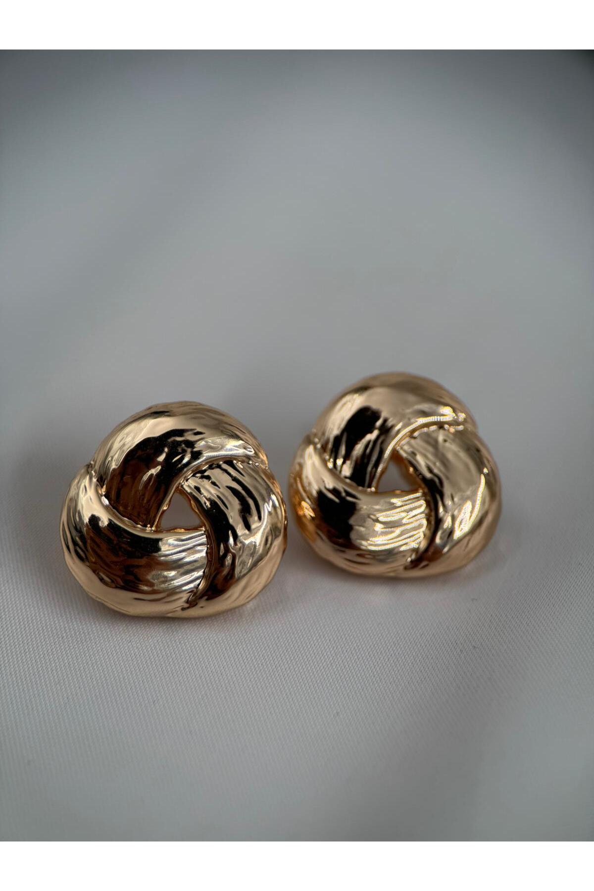 Kadın Rose Gold Düğüm Formlu VIP Küpe