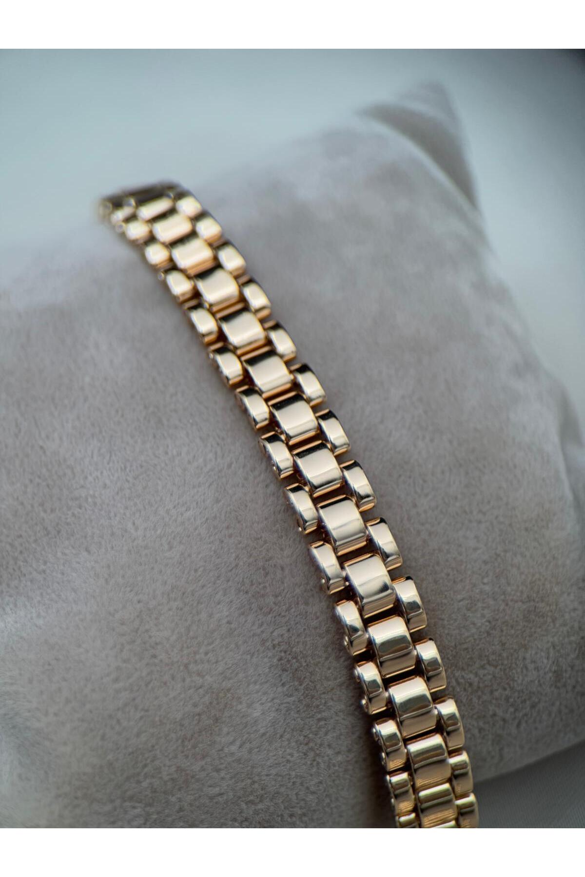 Dickes, verstellbares Stahlarmband in Roségold, 17+2 cm.