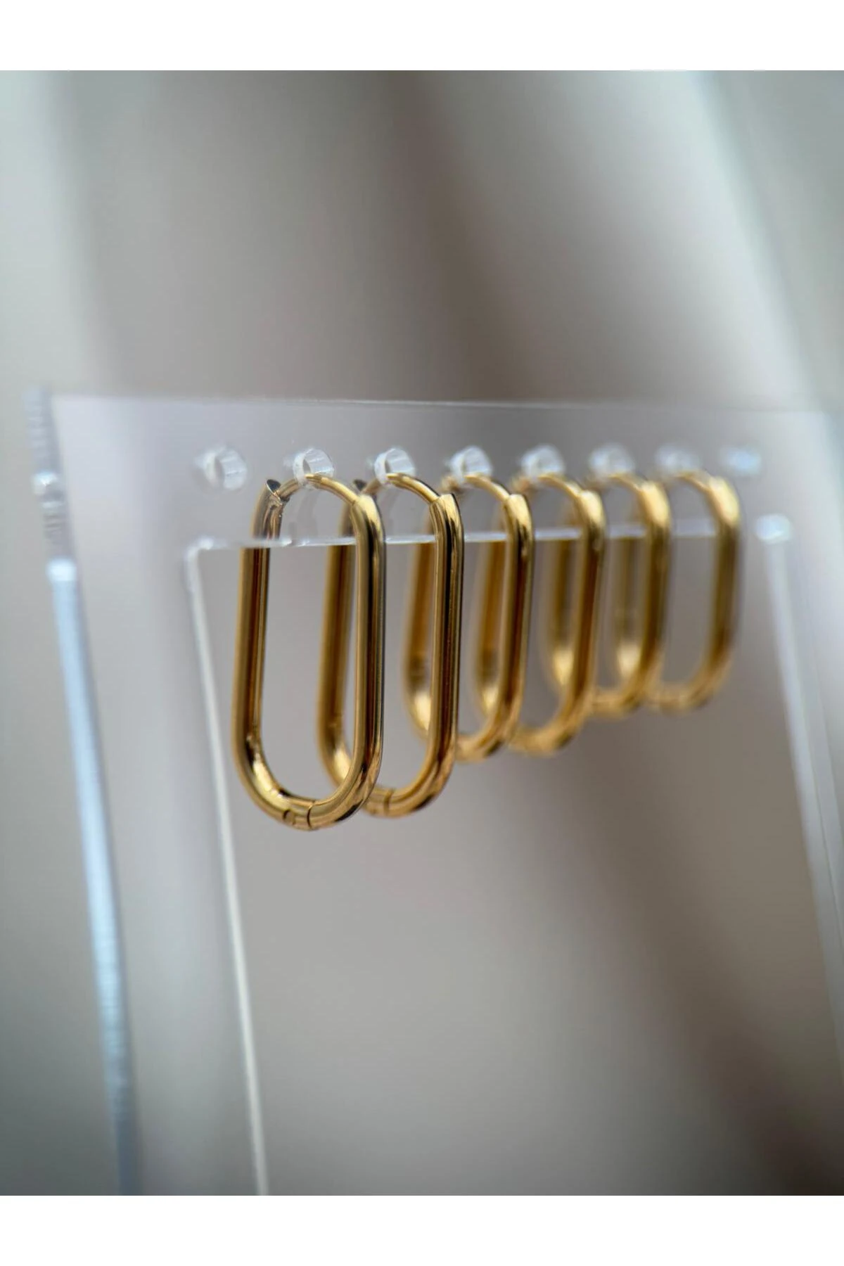 3 Çift Gold Renk Minimal Halka Kararmaz Çelik Küpe