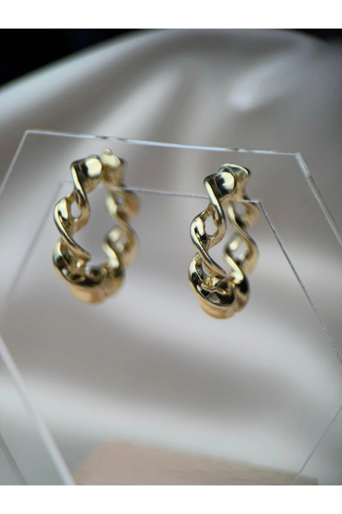 Çelik Kararmaz Gold Burgu Halka Kadın Küpe