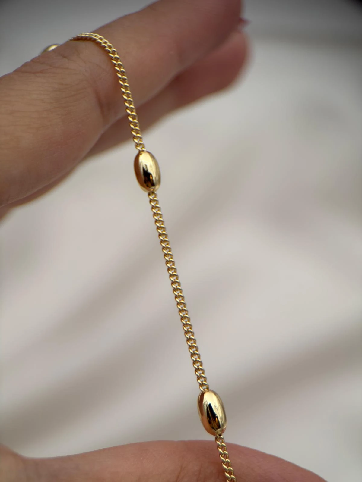 VIP Oval Boncuk Detaylı Gold Renk 60 cm Zincir Kolye