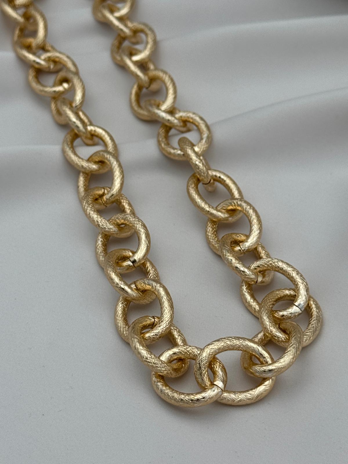 Gold Renk 55 cm Dokulu Büyük Halka Kolye