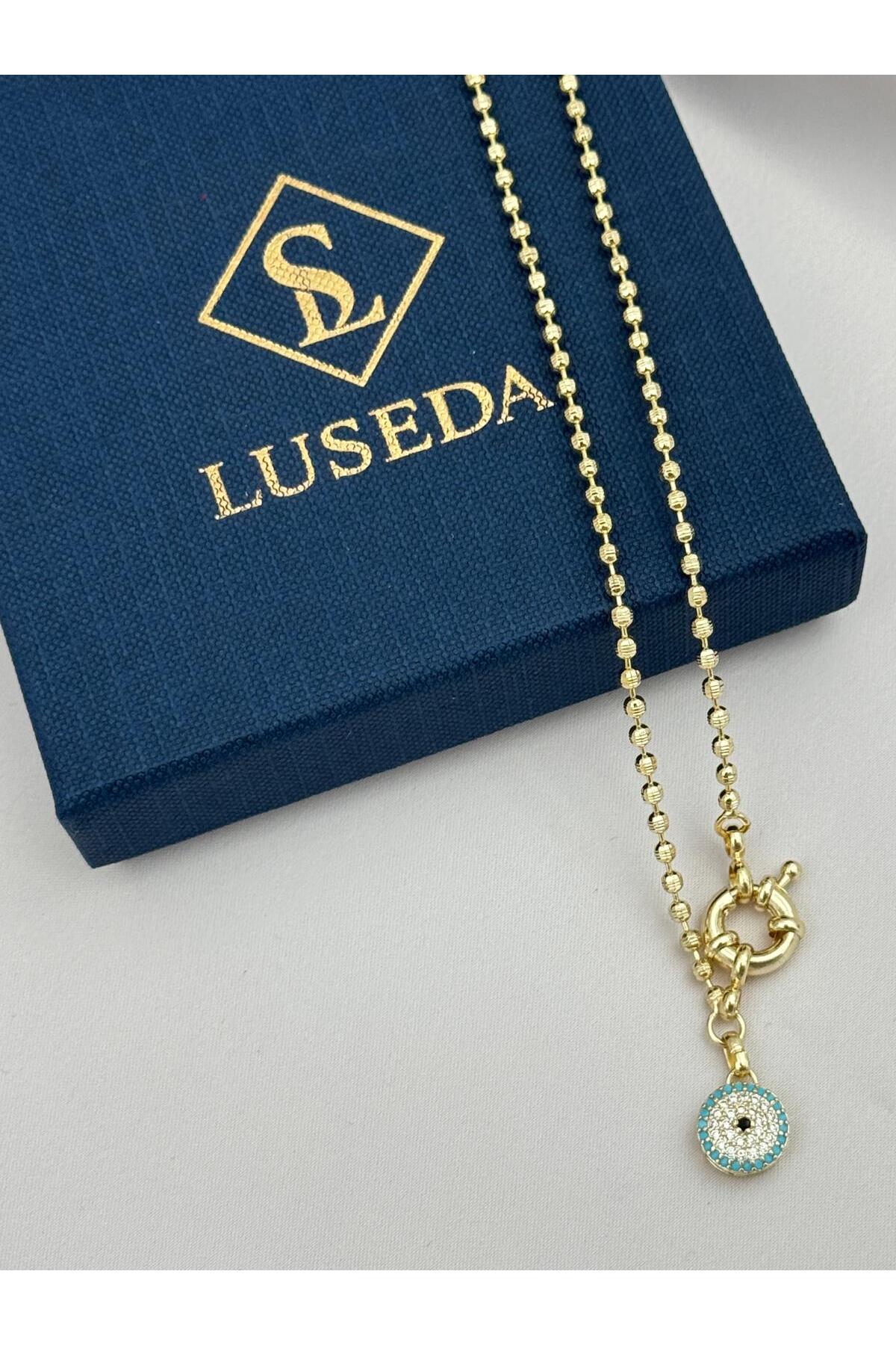 VIP Ön Tokalı Nazar Detaylı 50 cm Gold Kolye