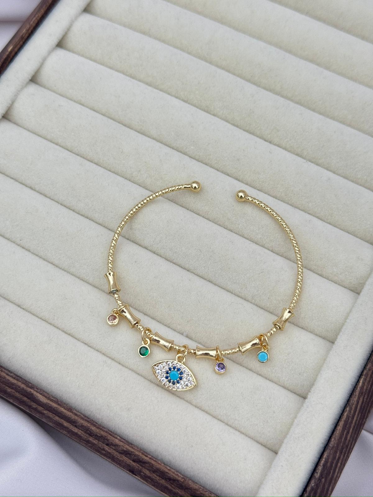 Renkli Taşlı Nazar Göz Ayarlanabilir VIP Charm Bileklik