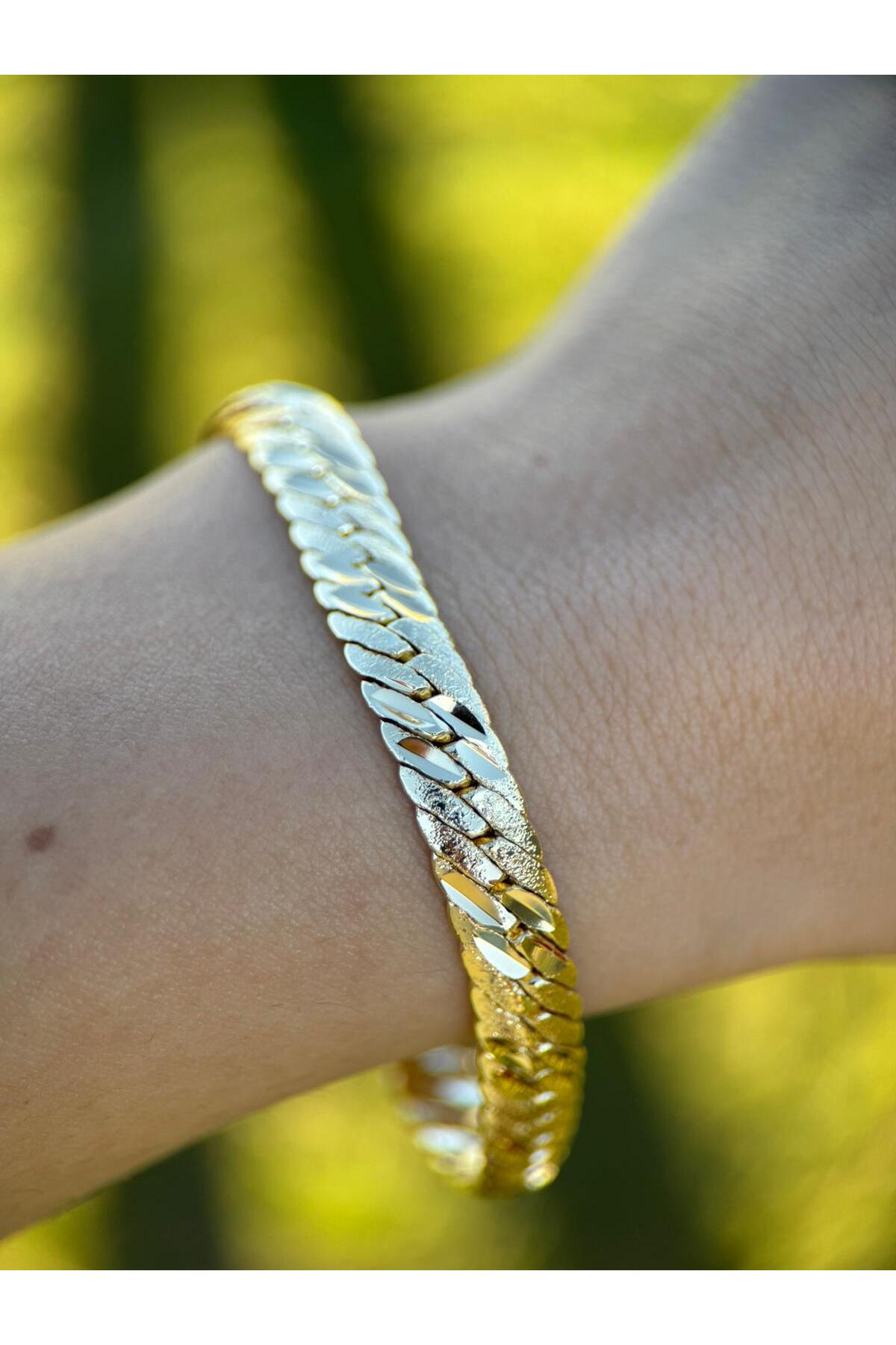 Gold Mat-Parlak 18CM Zincir Çelik Bileklik