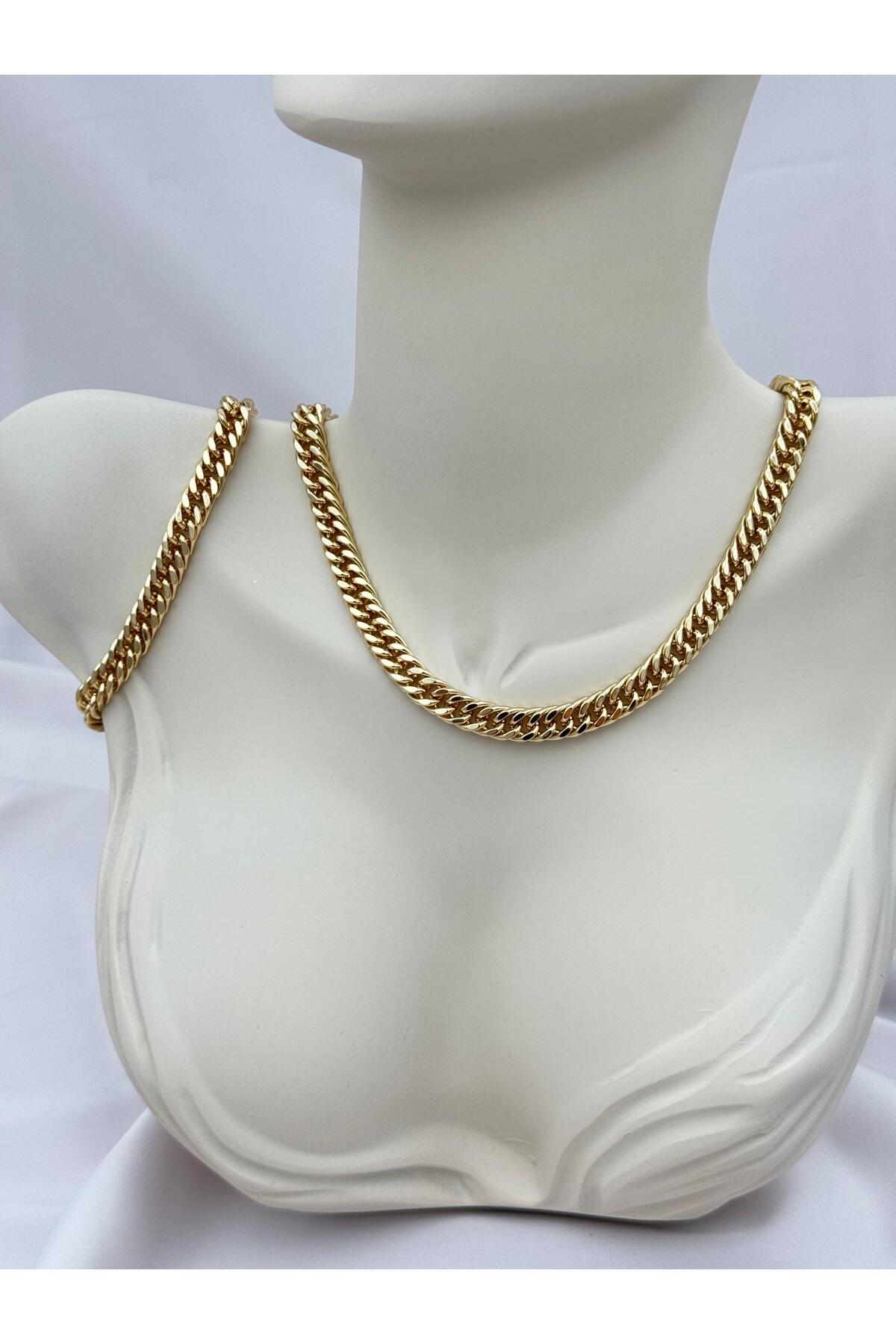 Xuping Sık Zincir Gurmet Set Kolye 50cm ve Bileklik 18cm