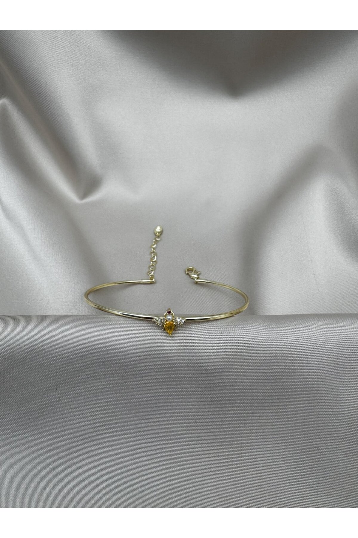 Zirkon Taşlı Arı Figürlü İnce Ayarlanabilir Bileklik