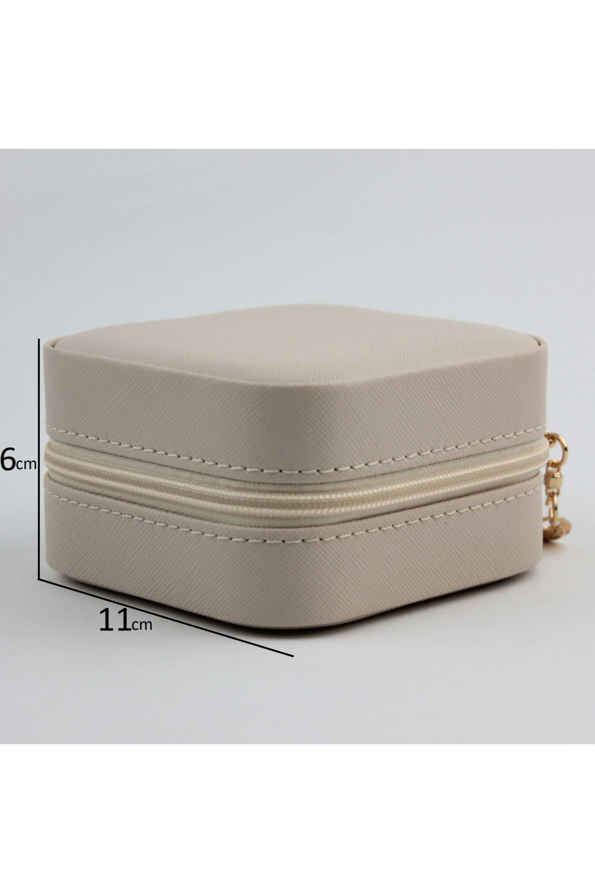 Bej Renk Taşınabilir Mini Çoklu Takı Organizeri - bej