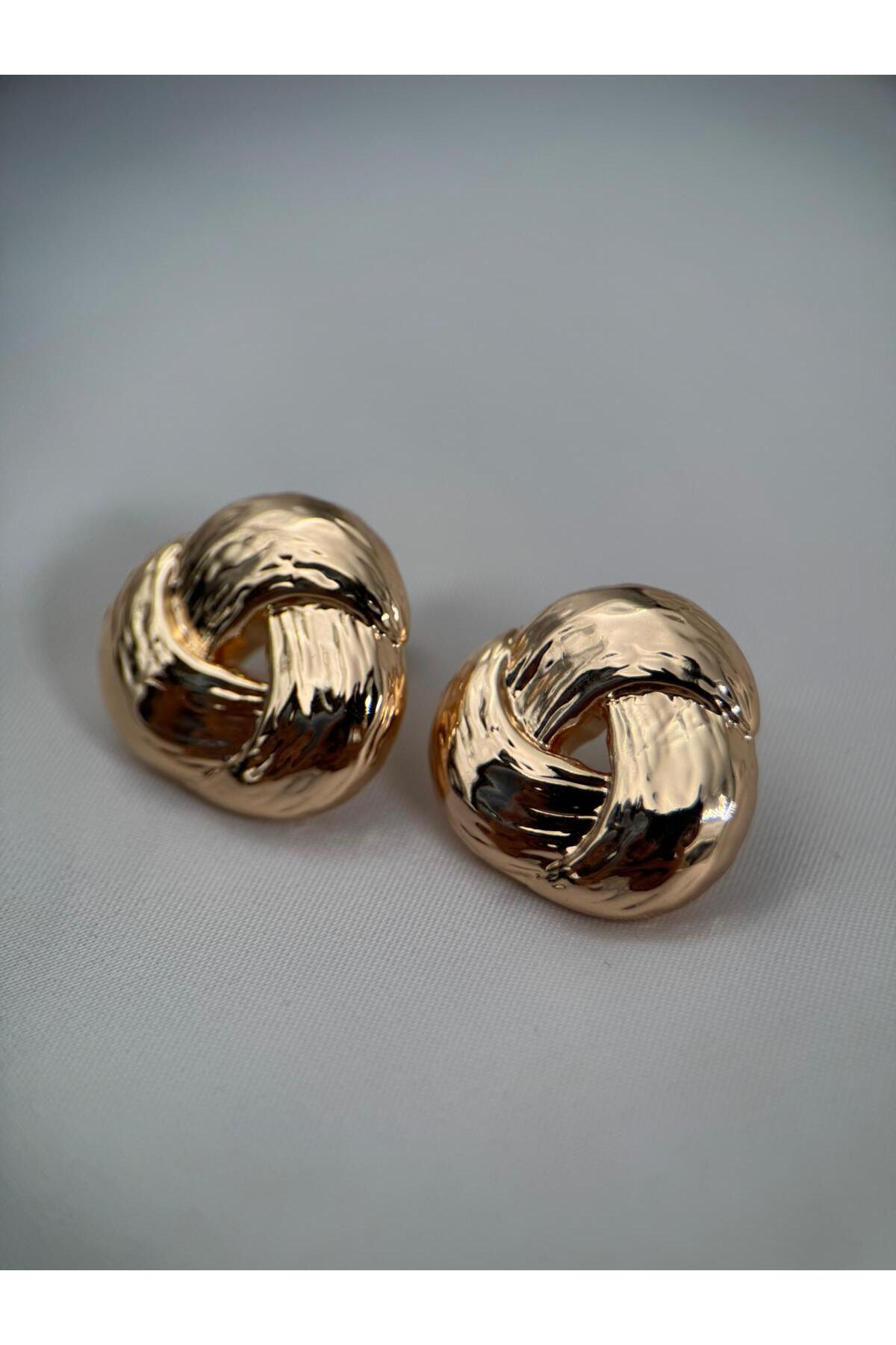 Kadın Rose Gold Düğüm Formlu VIP Küpe