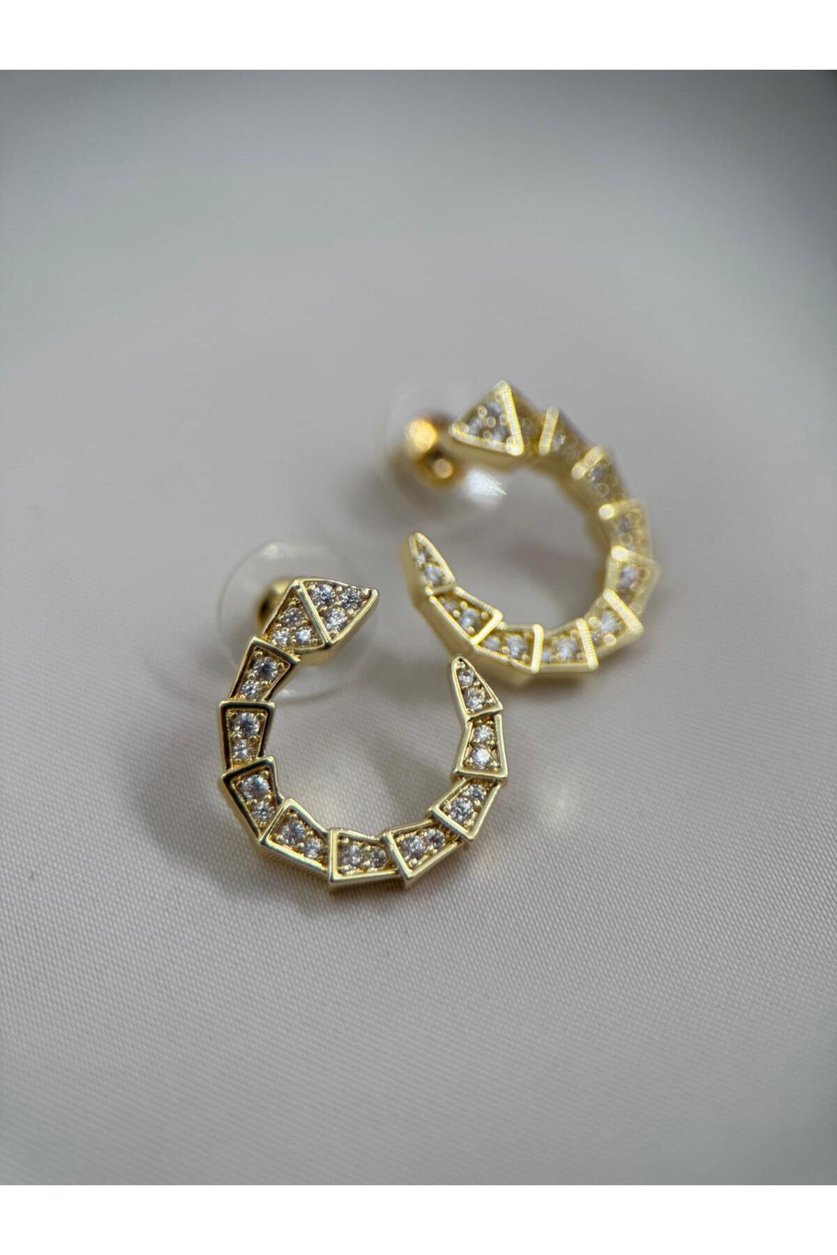VIP Snake Shape Gold Color Zircon Stone Earrings