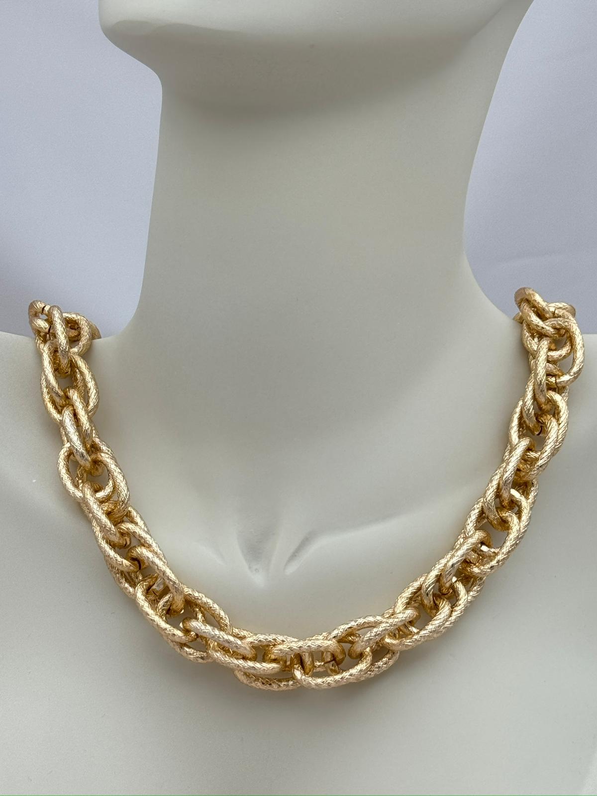 Gold Renk 55 cm Dokulu Büyük Halka Kolye - 55cm