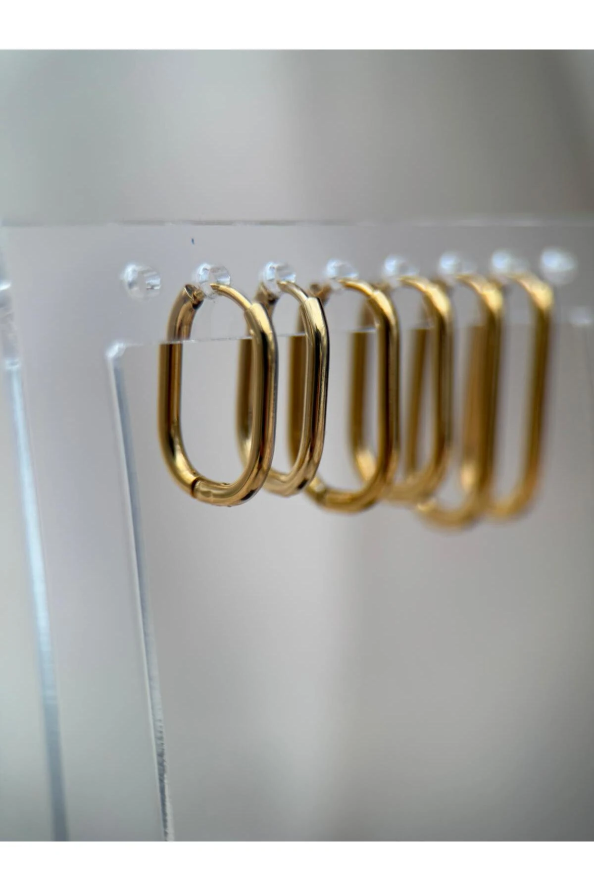 3 Çift Gold Renk Minimal Halka Kararmaz Çelik Küpe