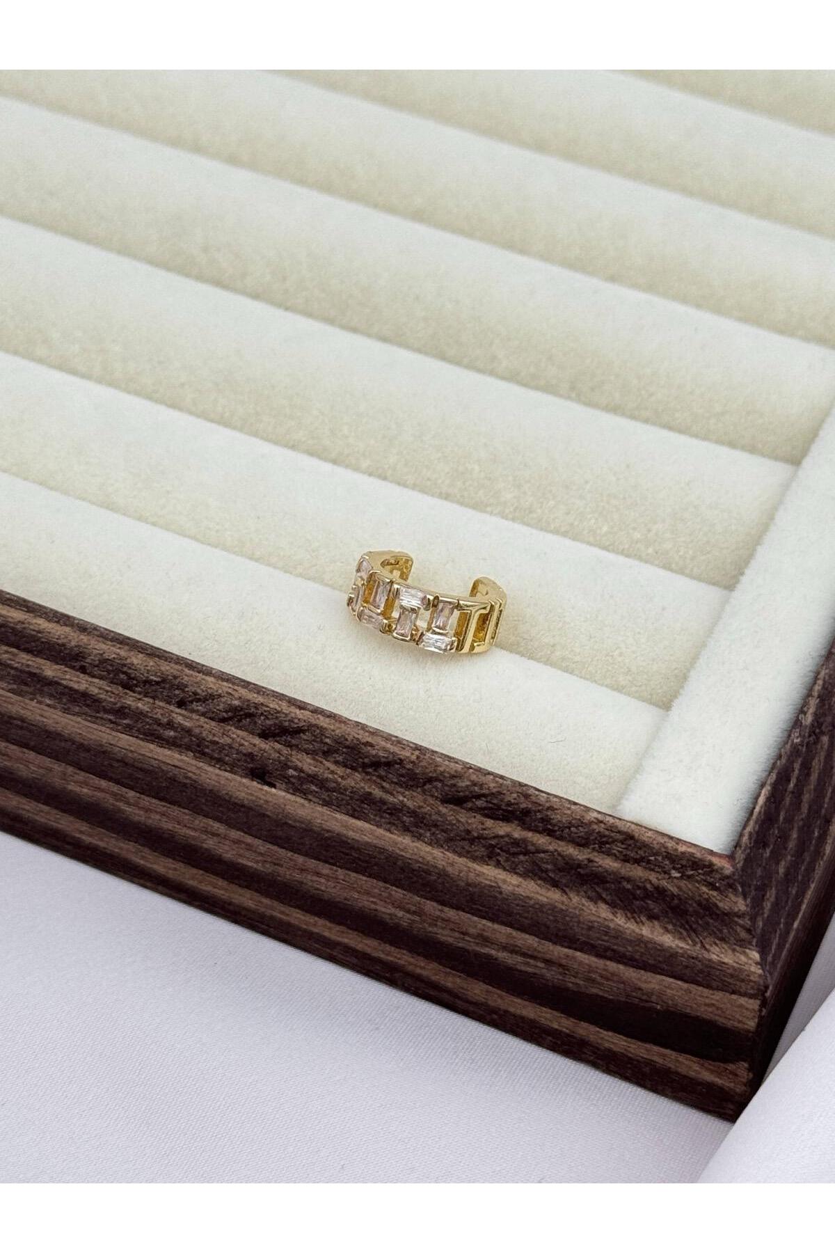 Gold Renk Baget Taşlı Ayarlanabilir Earcuff