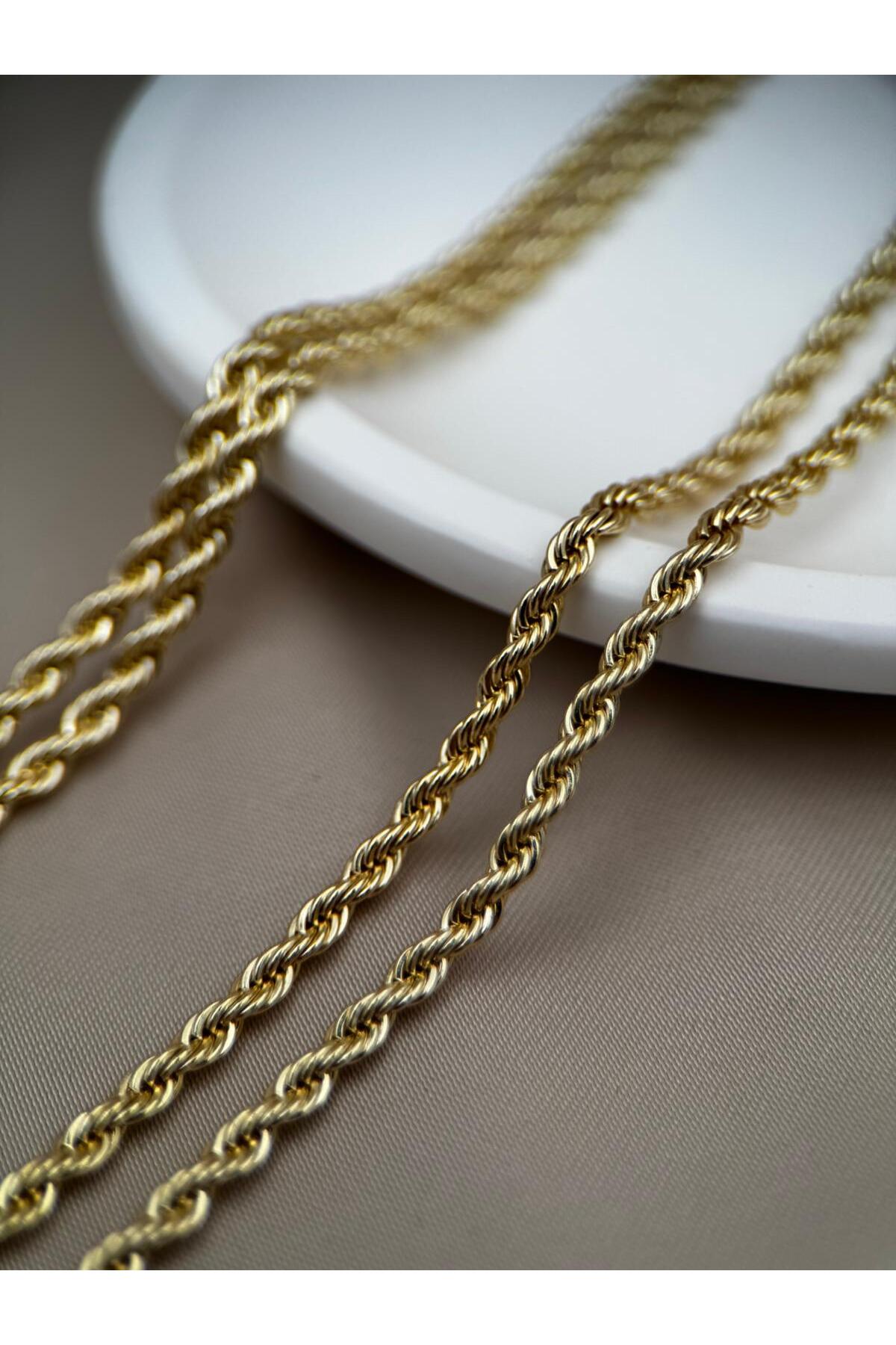 Burgu Zincir 90CM Ayarlanabilir Gold Kolye