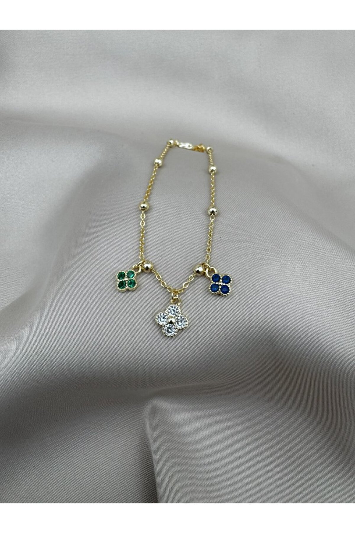 Kadın VIP Gold Üç Renk Çiçek Figürlü 16+3CM Ayarlanabilir Bileklik