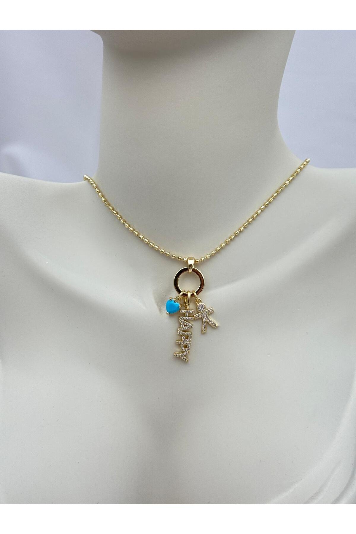 VIP “HAPPY” Yazılı ve Kalp Detaylı Charmlı 70 cm Ayarlanabilir Asansörlü Kolye