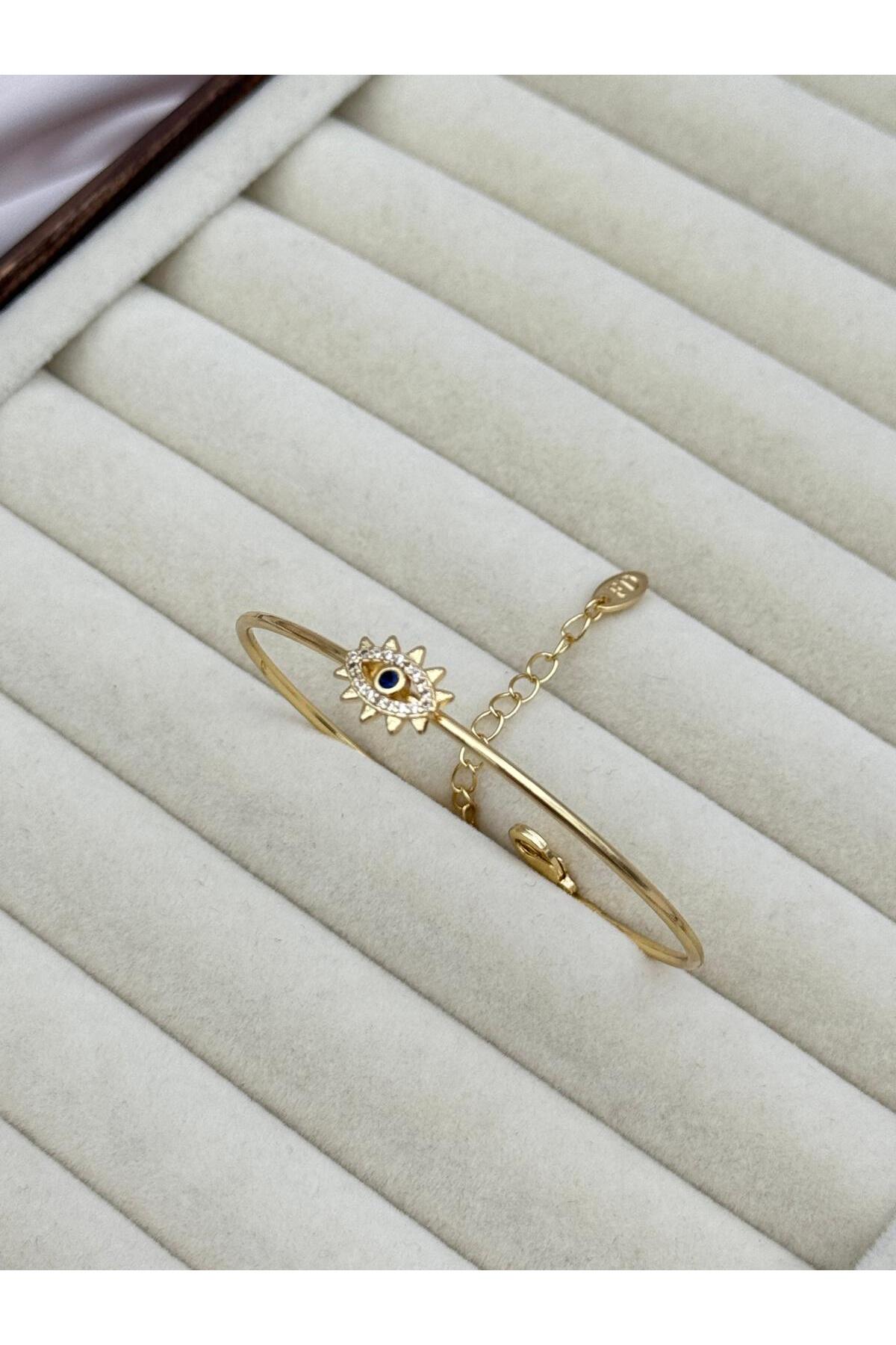 İnce Form Işın Detaylı Nazar Göz Zarif Ayarlanabilir Kelepçe Bileklik