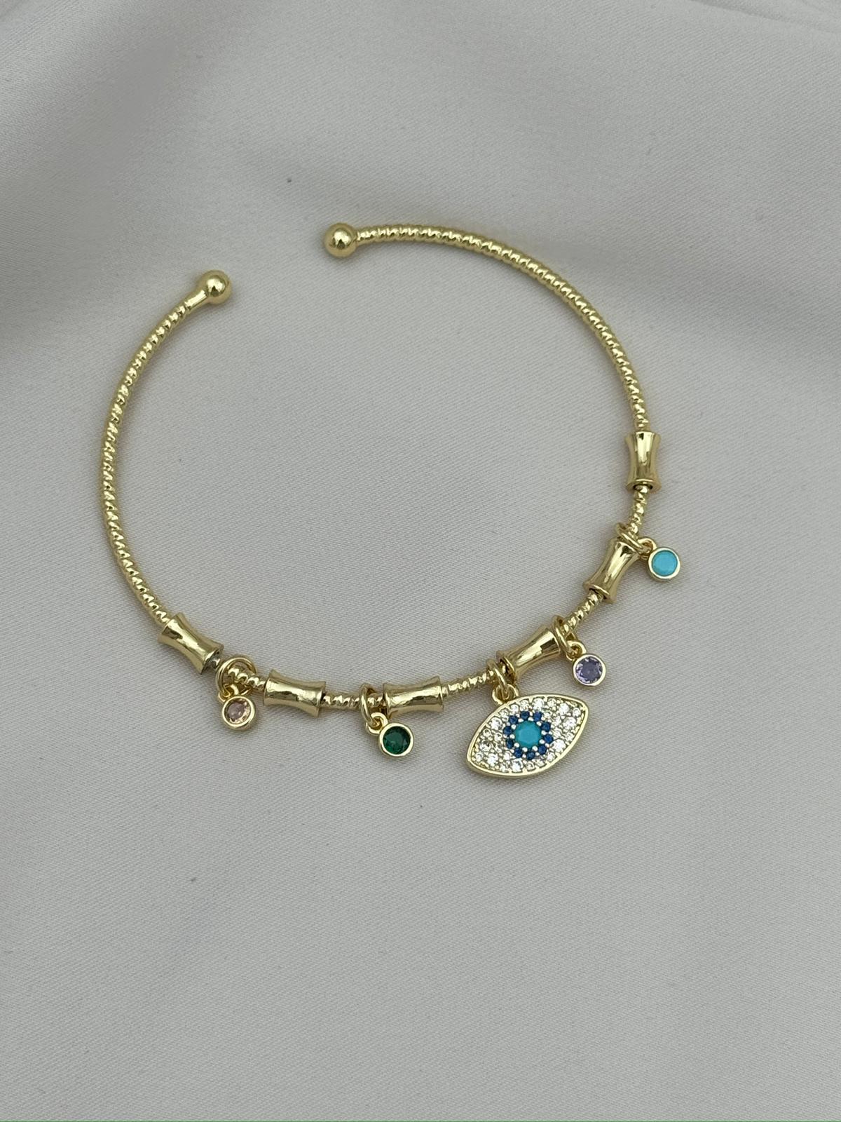 Renkli Taşlı Nazar Göz Ayarlanabilir VIP Charm Bileklik