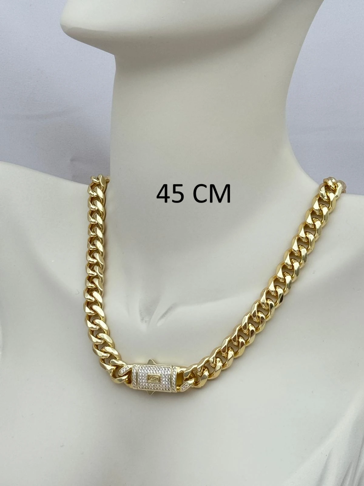 Gold Renk 39CM Kararmaz Çelik Kalın Gurmet Zincir Kolye - 45 cm