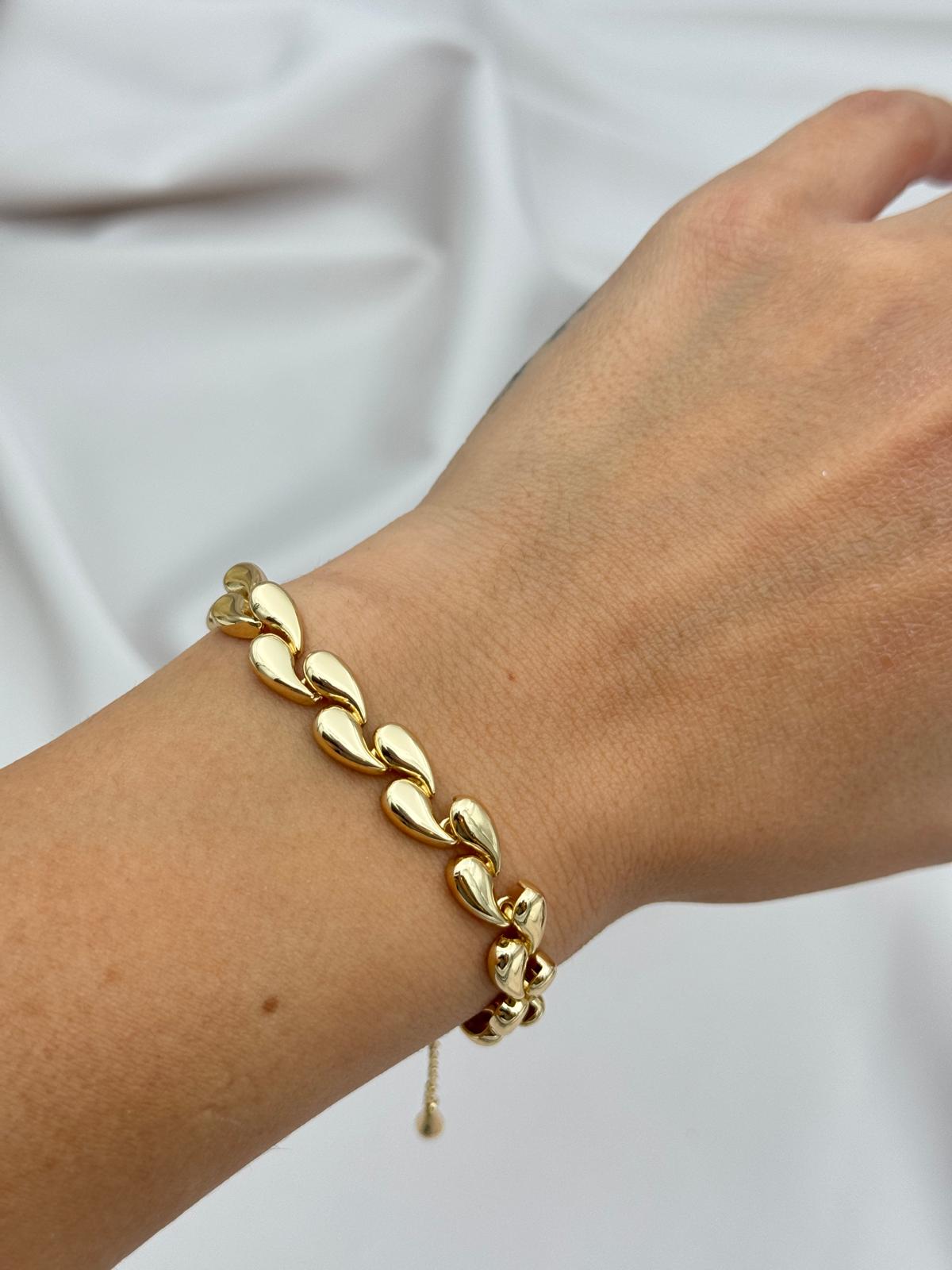 Damla Form Gold Renk 17+3 cm Ayarlanabilir Zincir Bileklik