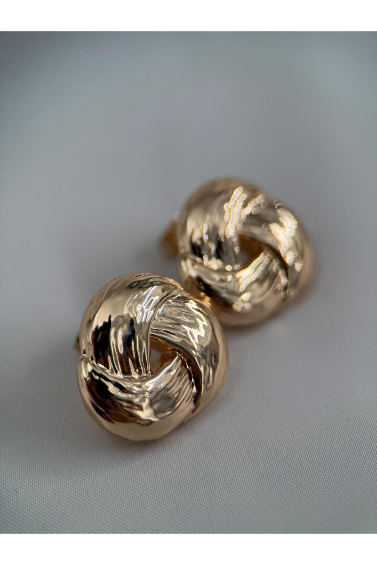 Kadın Rose Gold Düğüm Formlu VIP Küpe