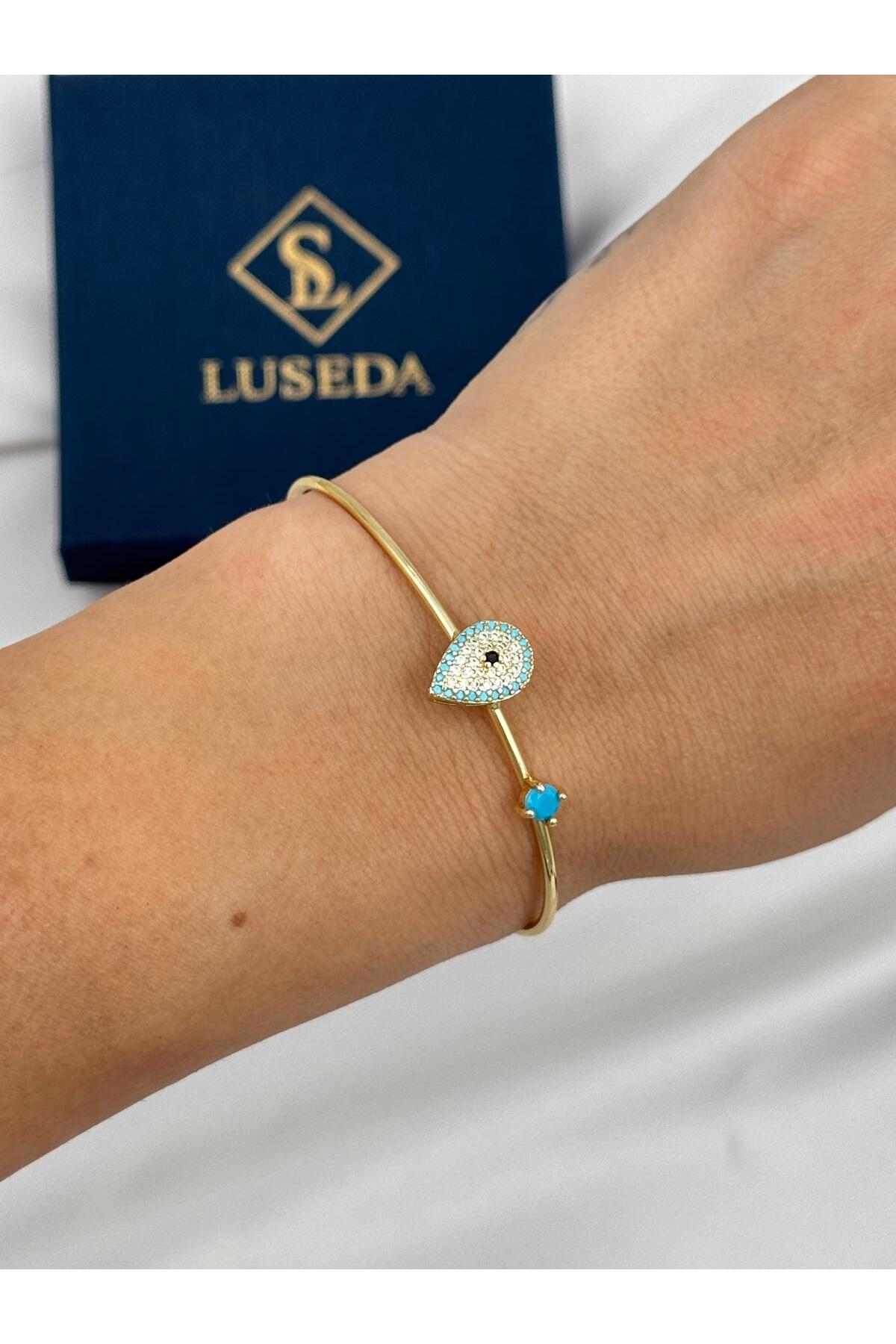 VIP Damla Nazar ve Mavi Taş Detaylı Ayarlanabilir Bileklik
